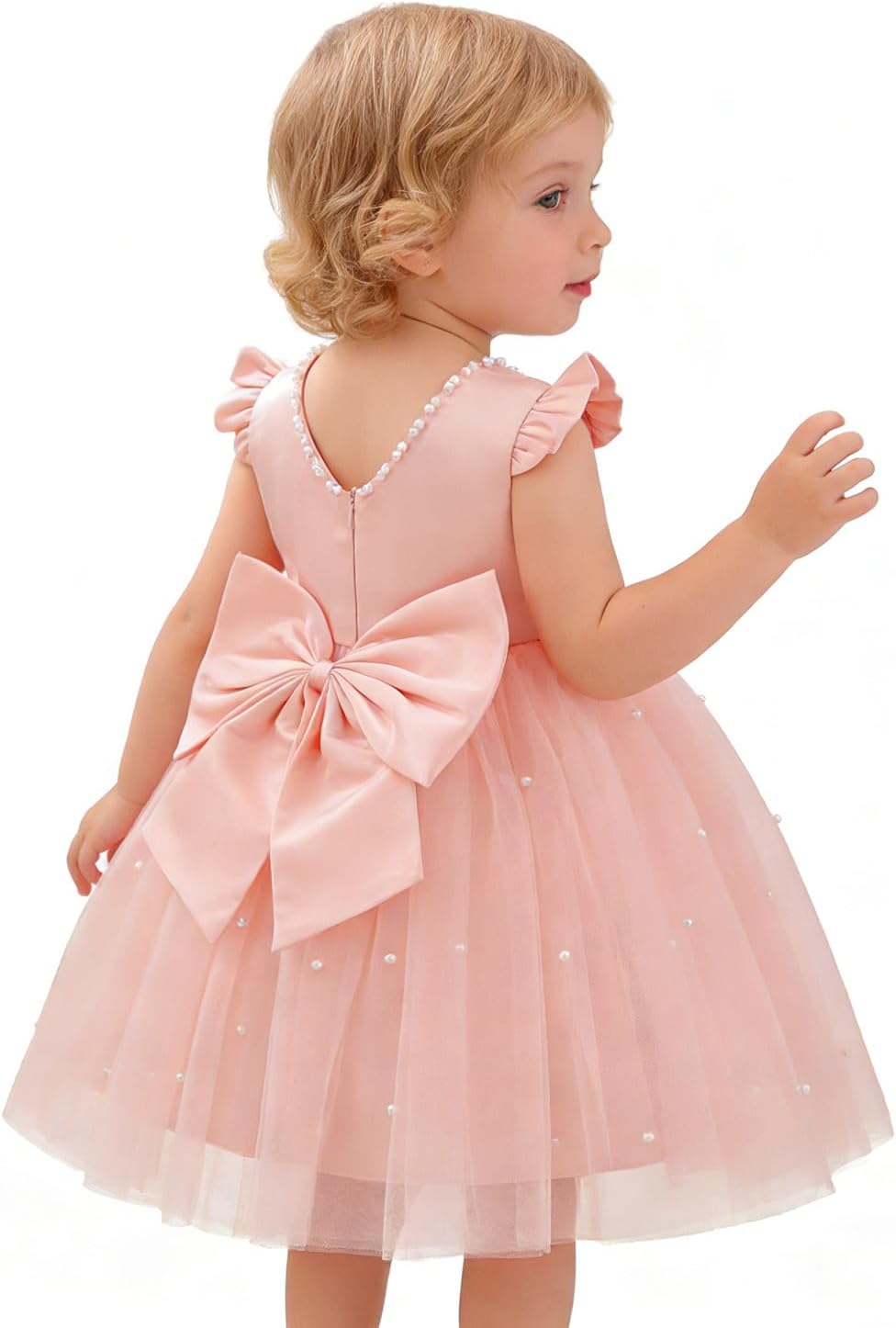 NNJXD Baby Girl Birthday Party Tutu Gown Bowknot Toddler Girls Pageant Princess Tulle Wedding Gown