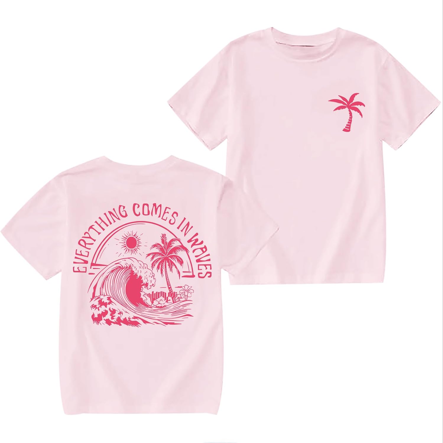 Girls Palm Tree Graphic Tees Beach Hawaiian Cotton T Shirts Tropical Ocean Vibes Outfits Cute Preppy Vacation Tops