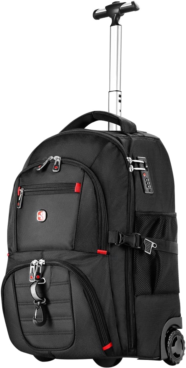 star cloud 21x14x9 Rolling Backpack with Wheels – Water-Resistant, 17.3″ Laptop Compartment, Ideal Carry-On for Overnight Travel, College, Work – Wheeled Business Backpack for Adults