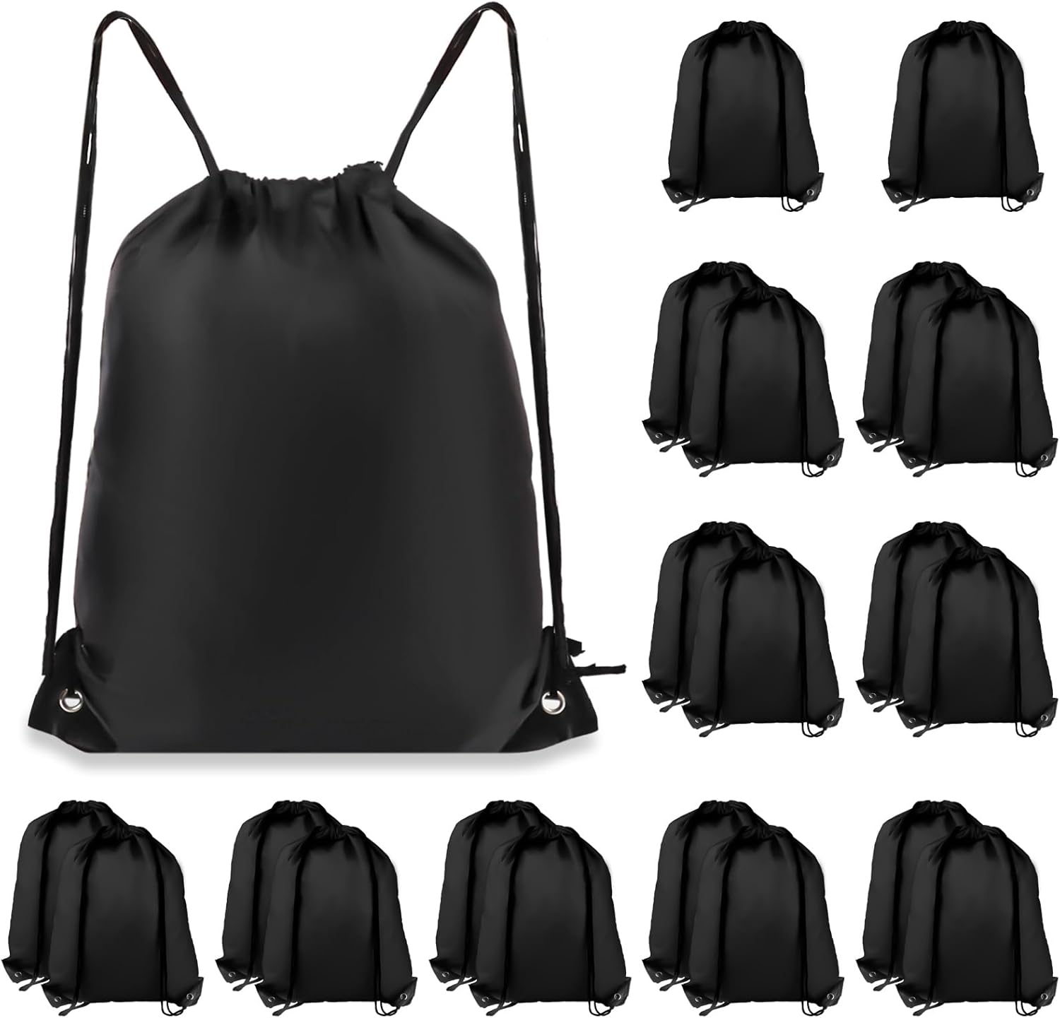 COIDEA Drawstring Backpack 20Pcs Drawstring Bags, Draw String Back Bag Drawstring Bags Bulk for Sports, Gym, Travel, Swimming, Beach (Black)