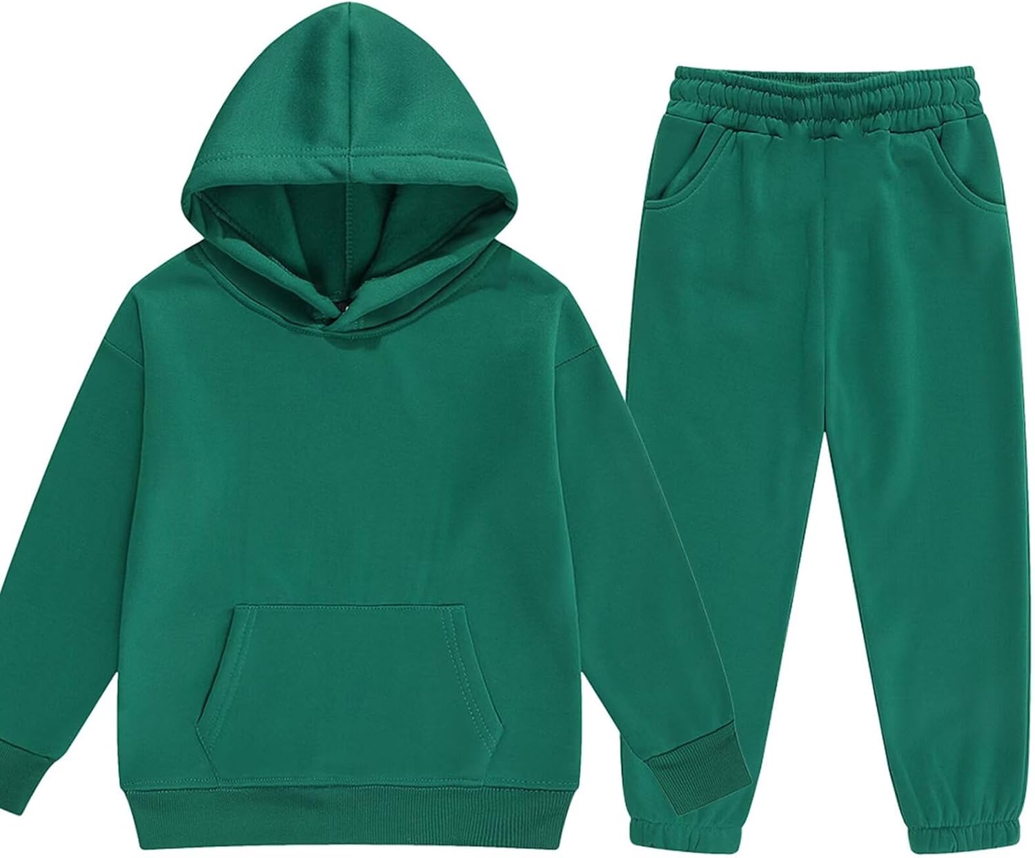 DHSPKN Girls Boys 2 Pcs Tracksuit Athletic Sweatsuits Sets Hooded Sweatshirt and Jogger Sweatpants Clothing Sets for Kids