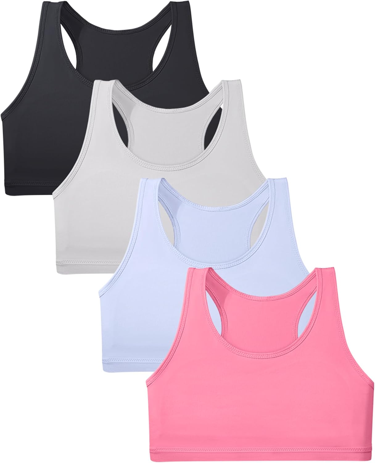 Sascina Girls Sports Bras 6-11 Seamless Racerback Training Bras for Girls-No Pads, Chest Double Lined