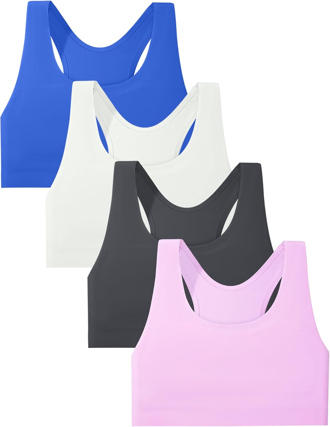 Sascina Girls Training Bras 7-12 Seamless First Bra Racerback Light Sports Bras – No Pads, Chest Double Lined
