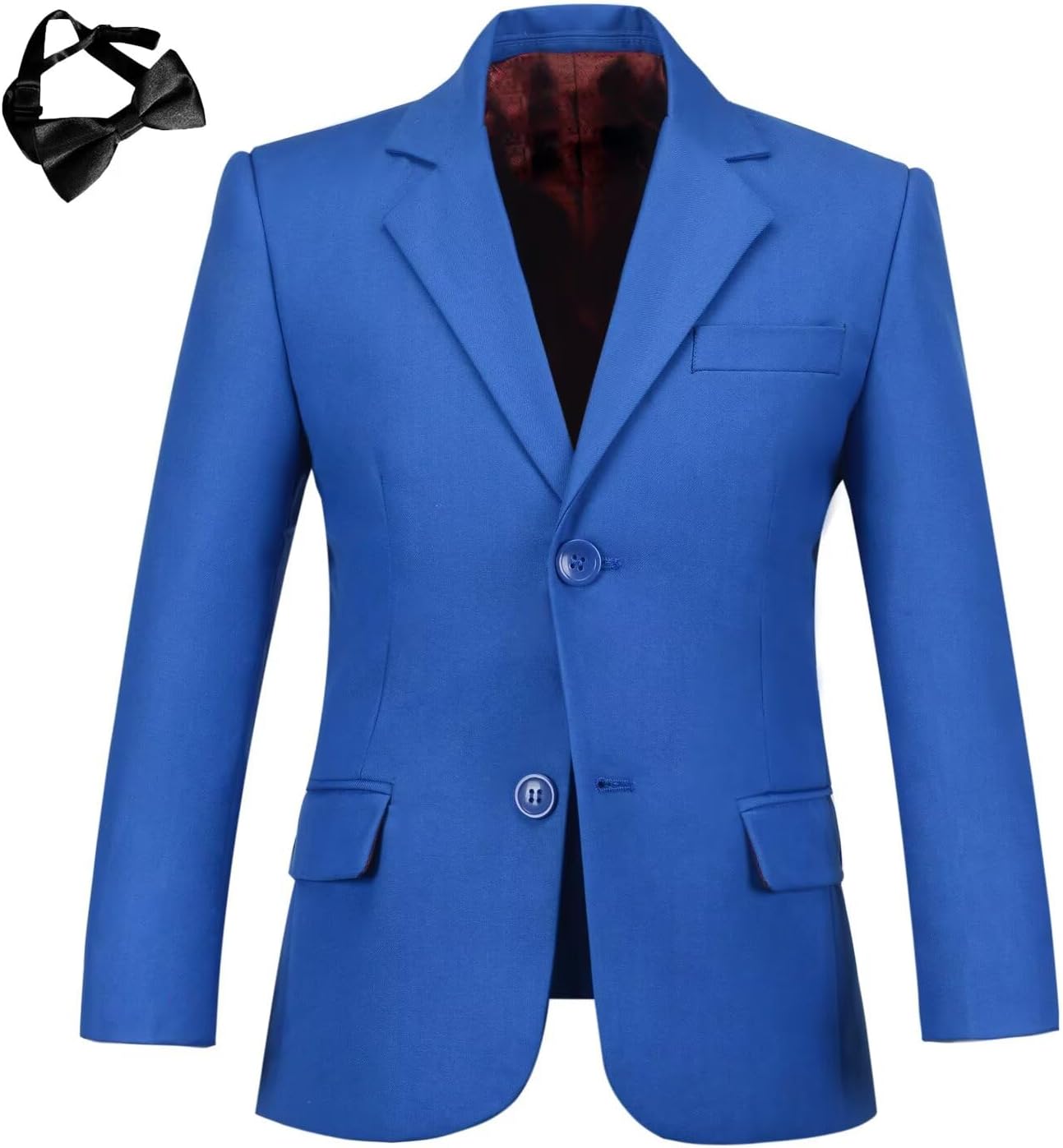 Boys’ Blazer Suit Jacket Formal Sport Coats with Bowtie Solid Color Tuxedo Blazers for Boy Dinner Party