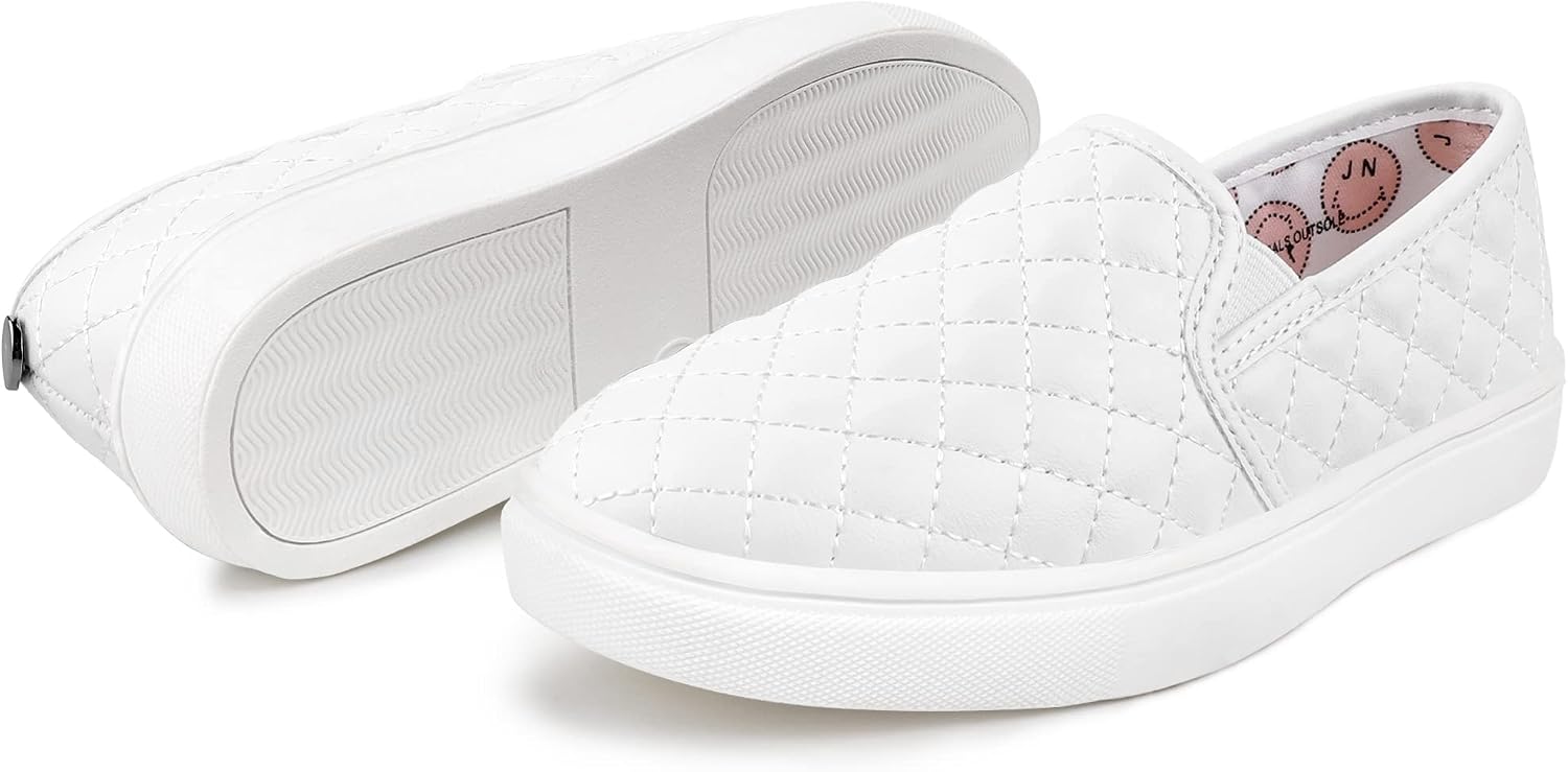 Tuboom Sneakers for Girls Slip On Shoes Little/Big Kid Comfort Low Top Fashion Tennis/Walking Casual Sneakers for Kids