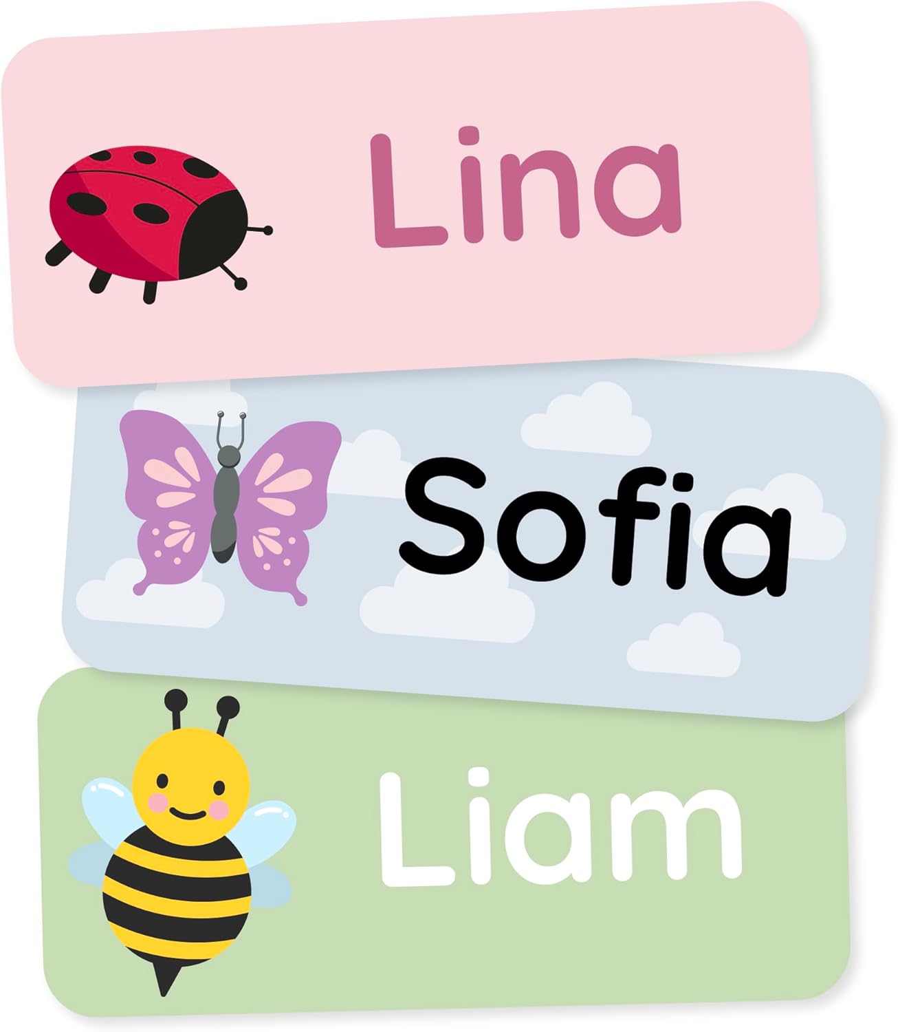 Personalized Name Labels for Kids (60) – Clothing Labels & Daycare Labels – Custom Waterproof Stickers for School Supplies – Insects