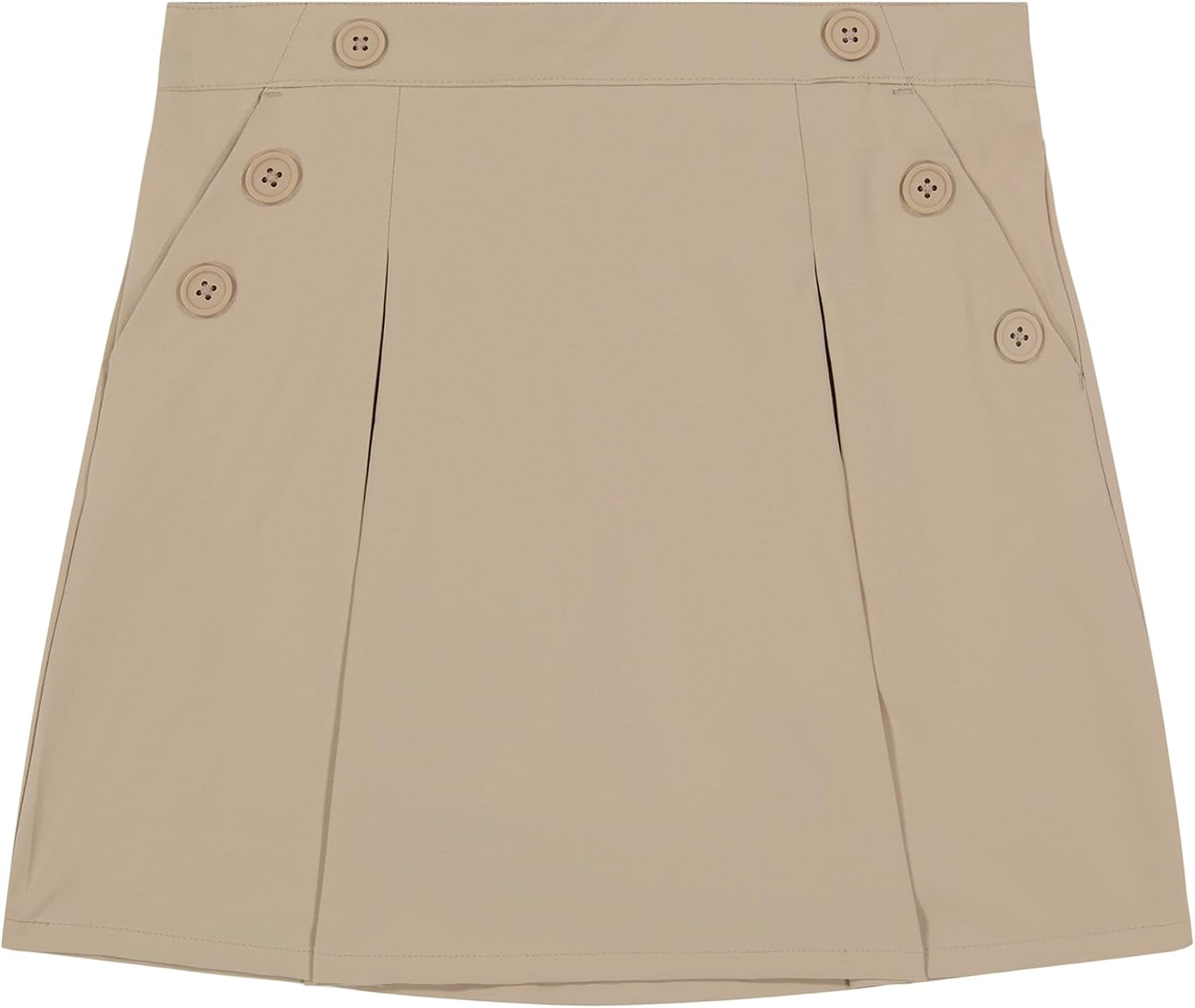 Nautica Girls’ School Uniform Pull-on Scooter Skirt With Undershorts, Poplin Style With Button Pockets