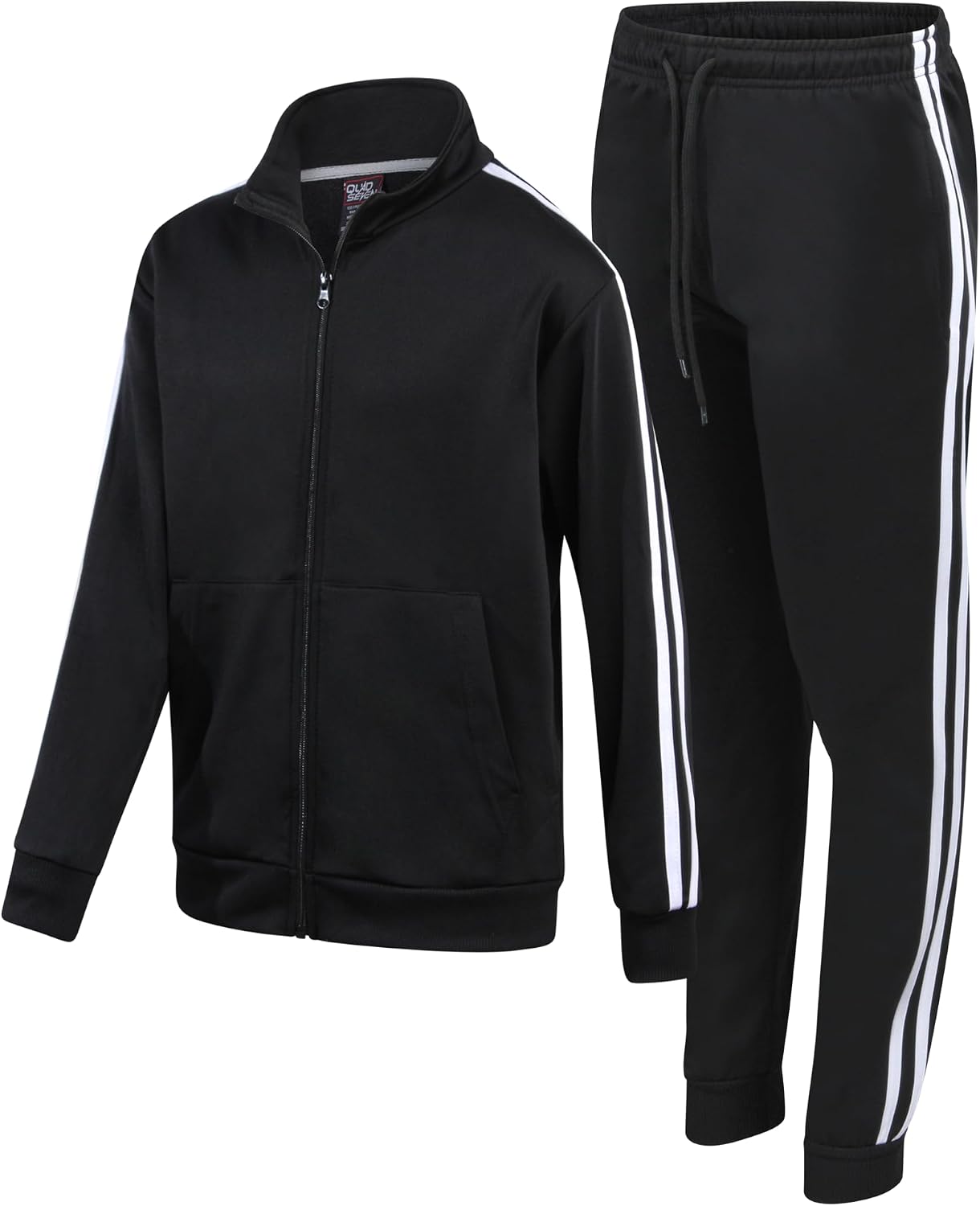Quad Seven Boys Tracksuit Set – 2 Piece Athletic Tricot Zip Up Boys Sweatshirts and Jogger Pants Outfit (Sizes 4-18)
