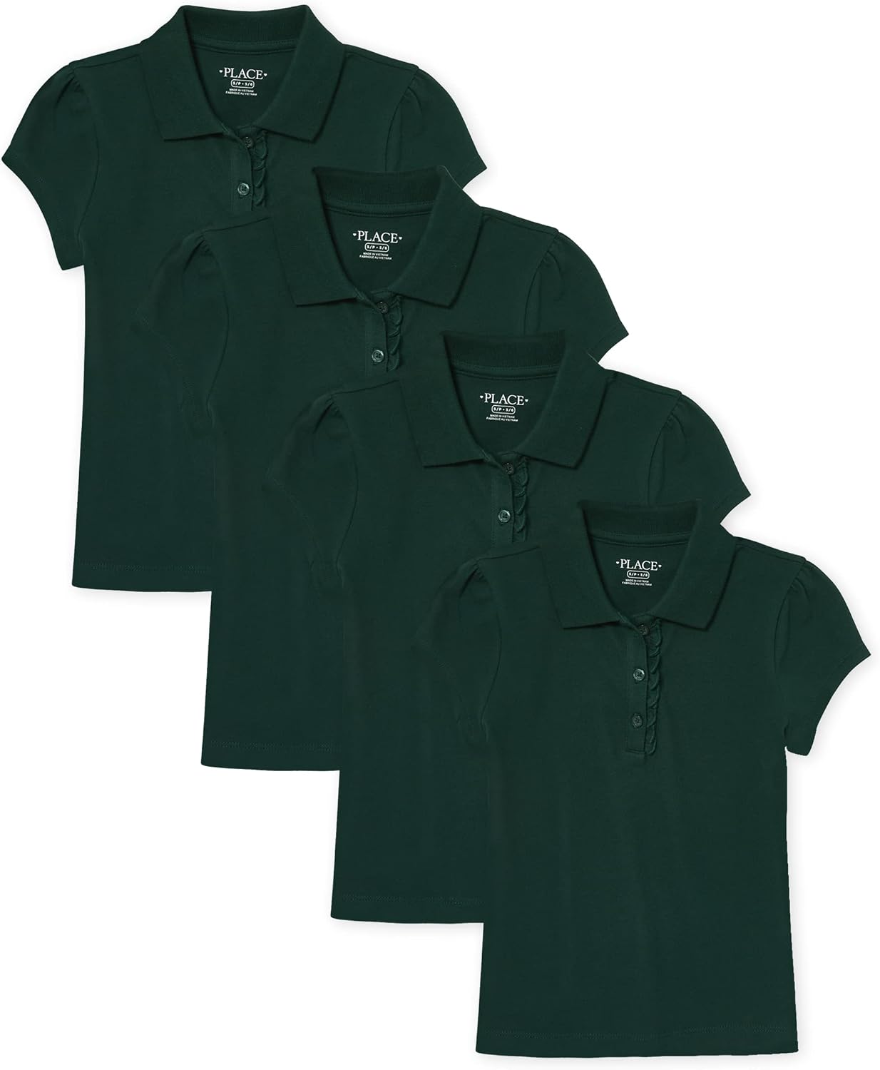 The Children’s Place Girls Short Sleeve Ruffle Pique Polo Multipack