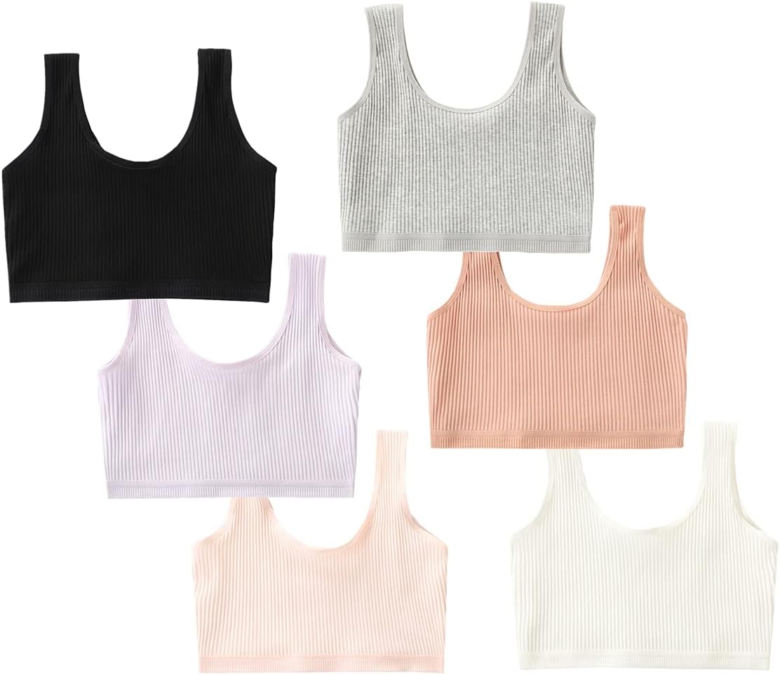Herepai Cotton Training Bras for Girls Seamless Cami Bralettes Sports Striped Vest