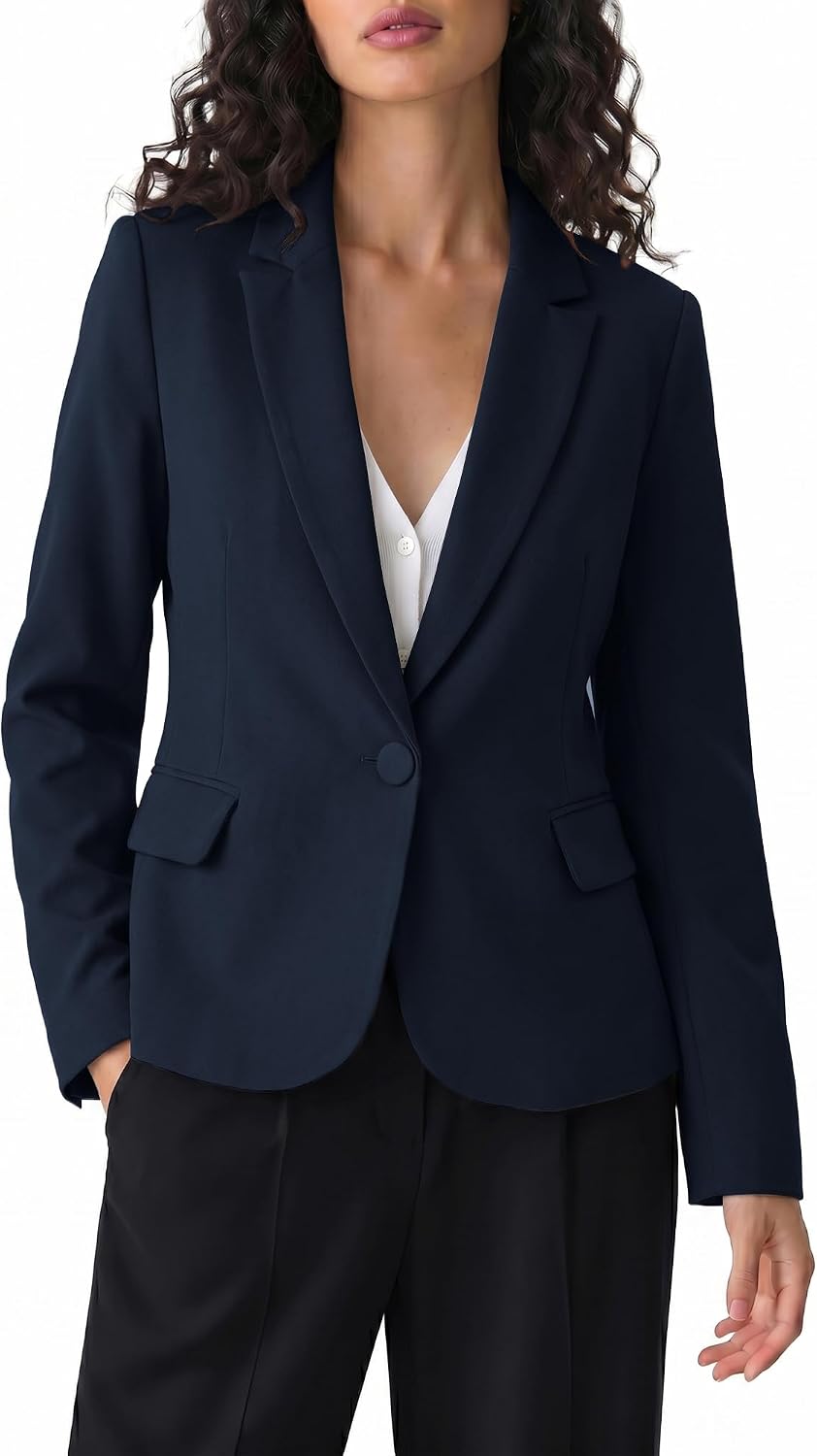 luvamia Women’s Long Sleeve Formal Notch Lapel Button Down Blazer Pockets Jacket
