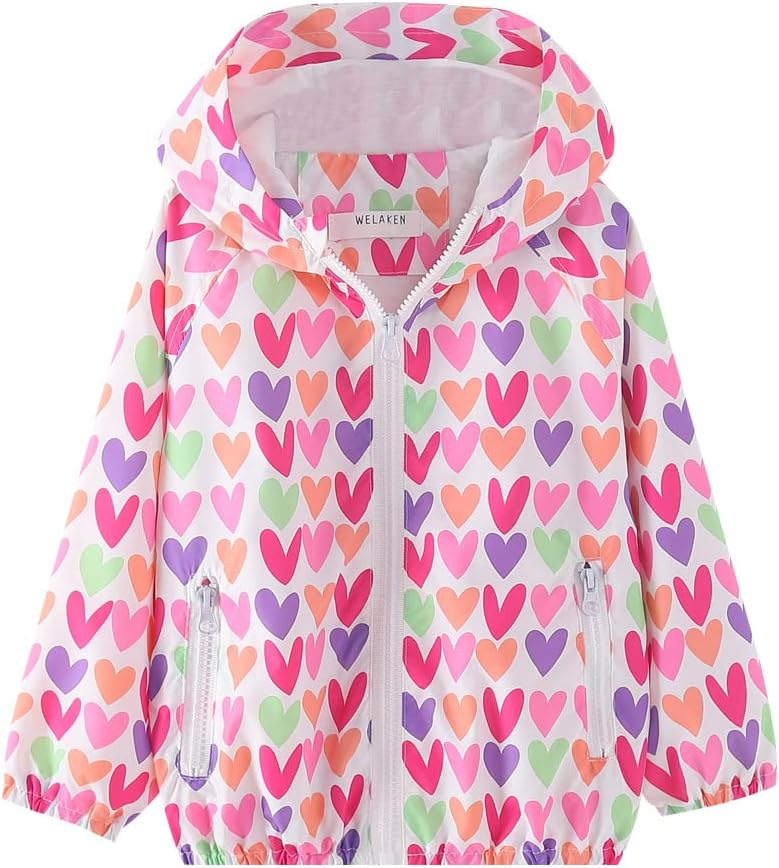 WELAKEN lightweight Jacket for Girls Kids & Toddler II Girls’ Print Water-resistant Jacket