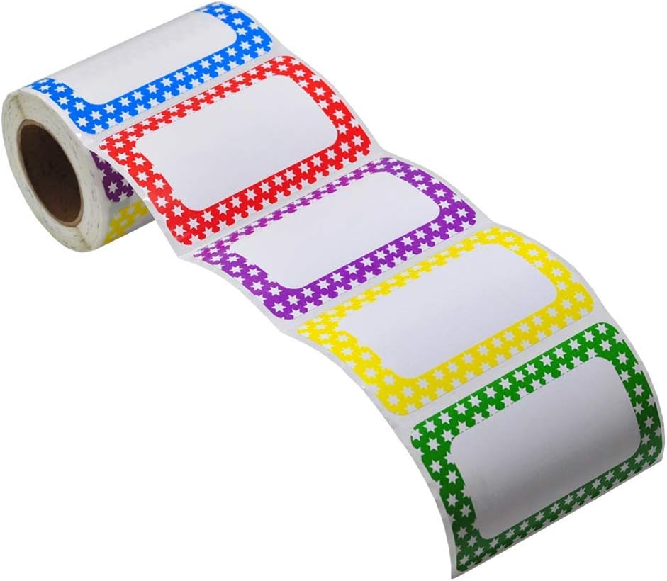 L LIKED 250 Stickers – 3.5″ x 2.25″Colors Plain Name tag Labels with Perforated Line for School Office Home (Star – 250 Labels)