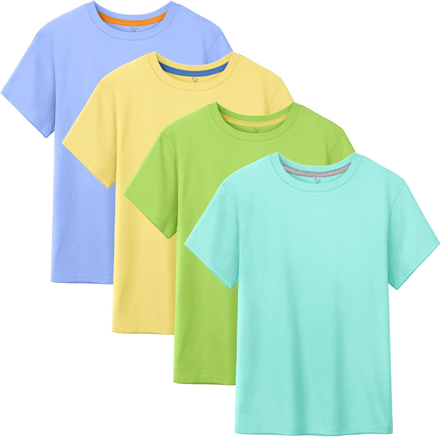 HoeVou 4 Pack Boys Shirts Short Sleeve Cotton Shirts for Boys Summer Tshirts Kids Basic T-Shirts Unisex Tees Top Clothes