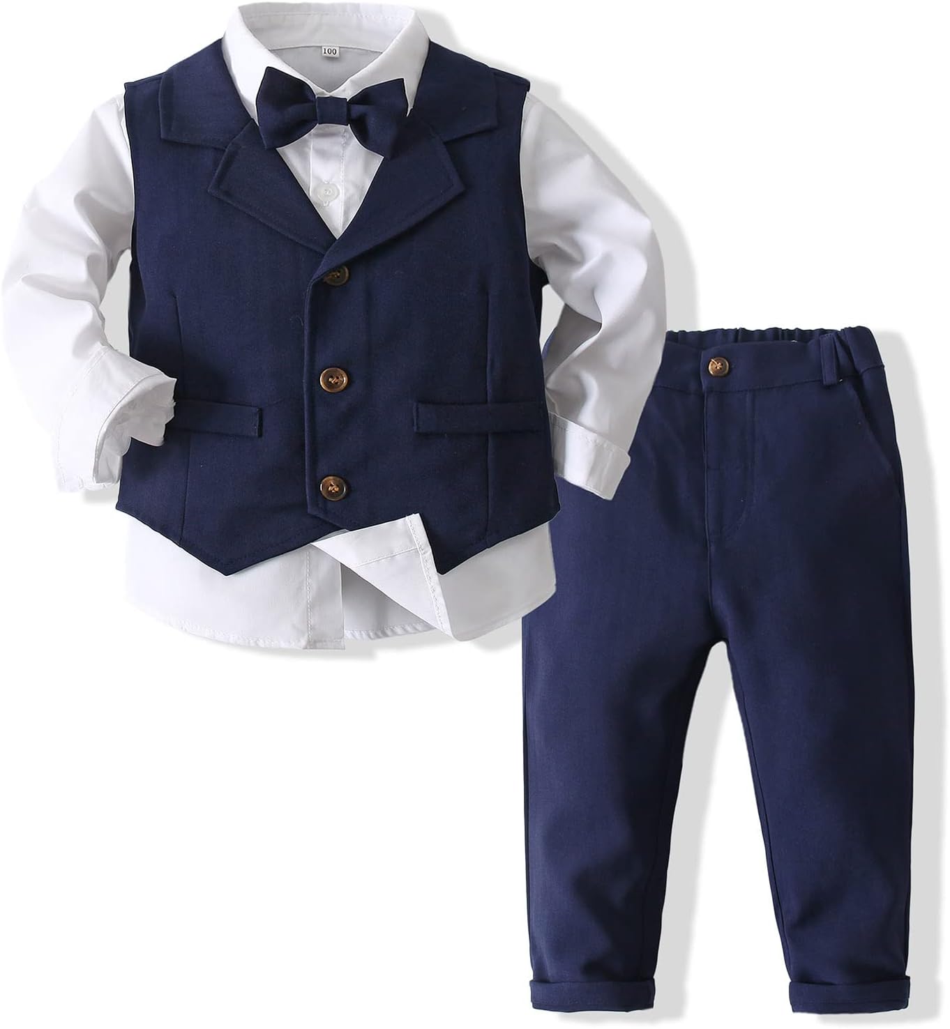 Kimocat Baby Boys Gentleman Bowtie Formal Outfit Suits Tuxedo Vest Wedding Party Suit