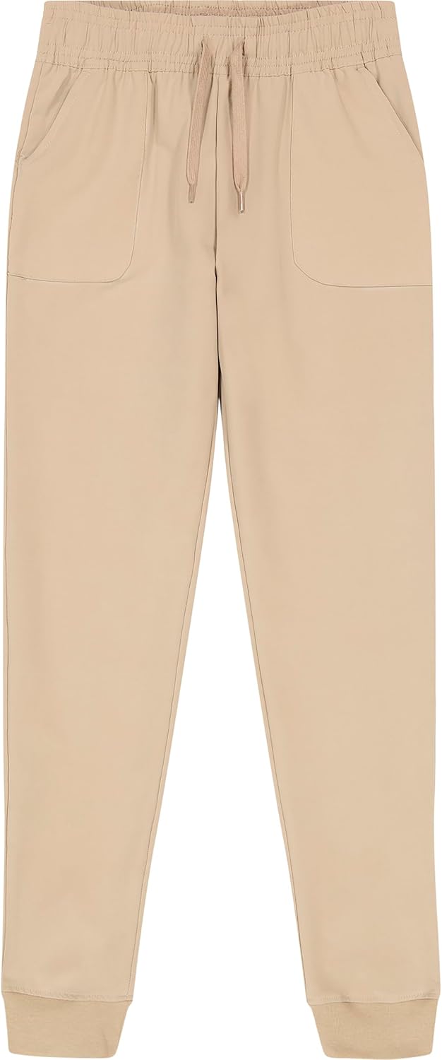 Nautica Girls’ School Uniform Jogger Pants, Stretch Performance Fabric, Elastic Waistand with Drawstring Closure
