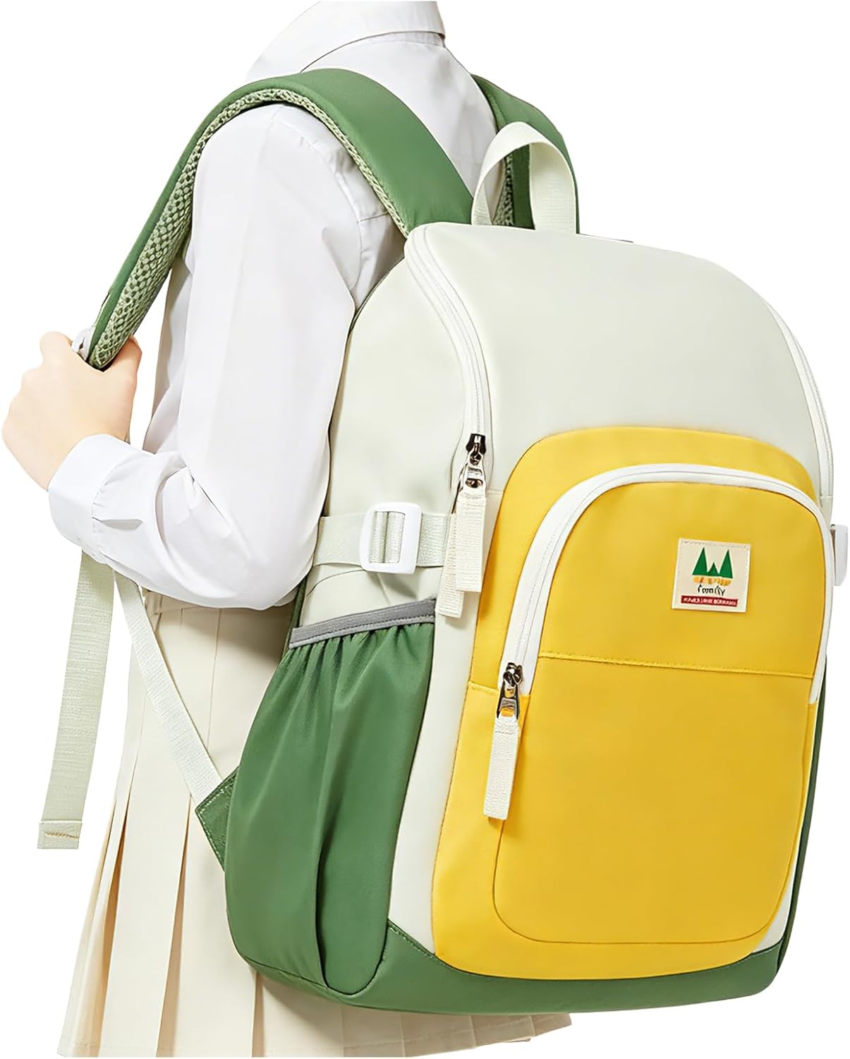 coowoz Kids Backpack for Boys Girls,School Bag for Grades K-3, Lightweight Water Resistant Elementary Bookbag fits Standard Folders, Padded Preschool Travel Rucksack,Green Yellow