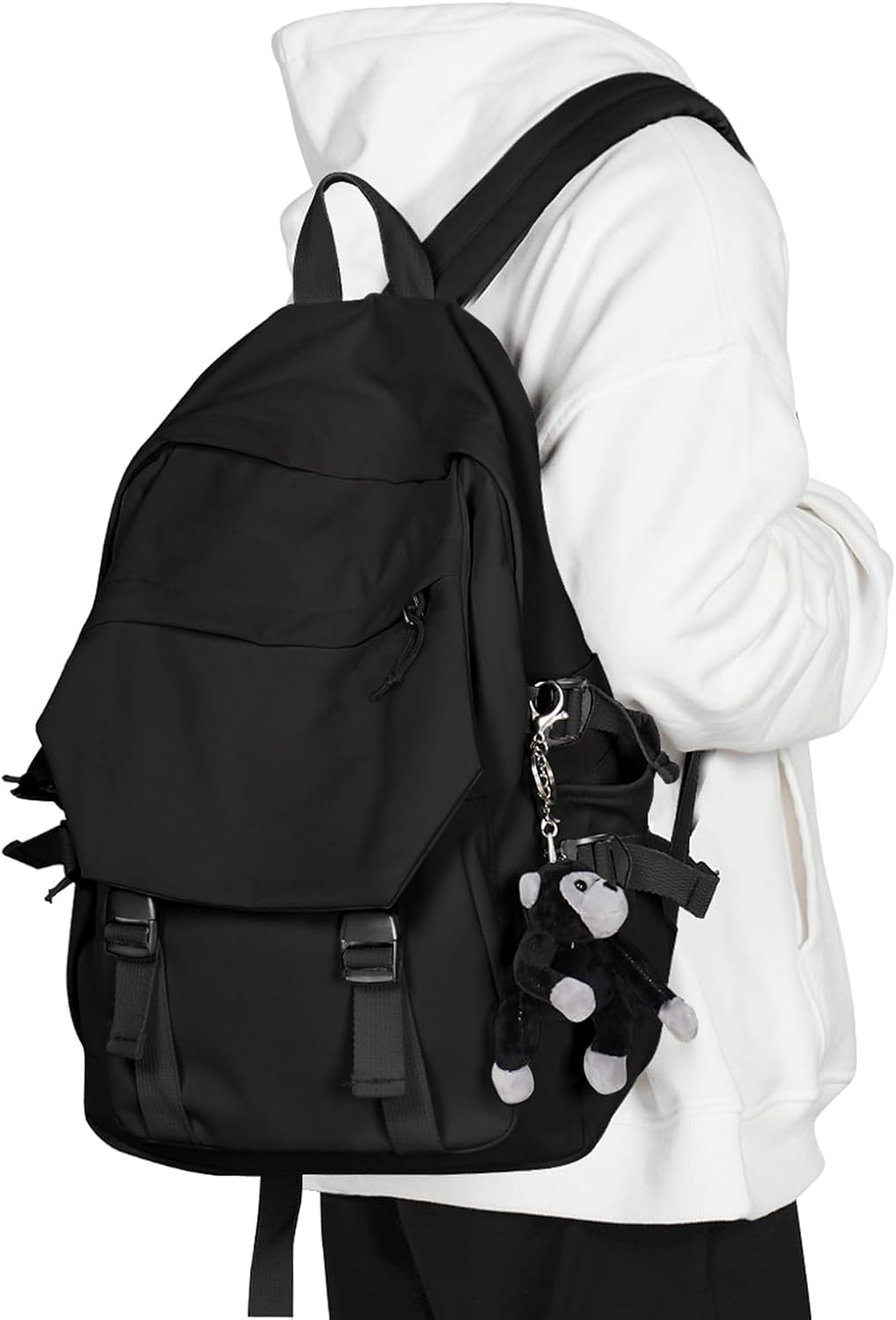 coowoz School Backpack for Men Women College Bookbag Waterproof Lightweight Black Backpack Mochilas Book Bag Rucksack Casual Daypack School Bag for Boys Girls