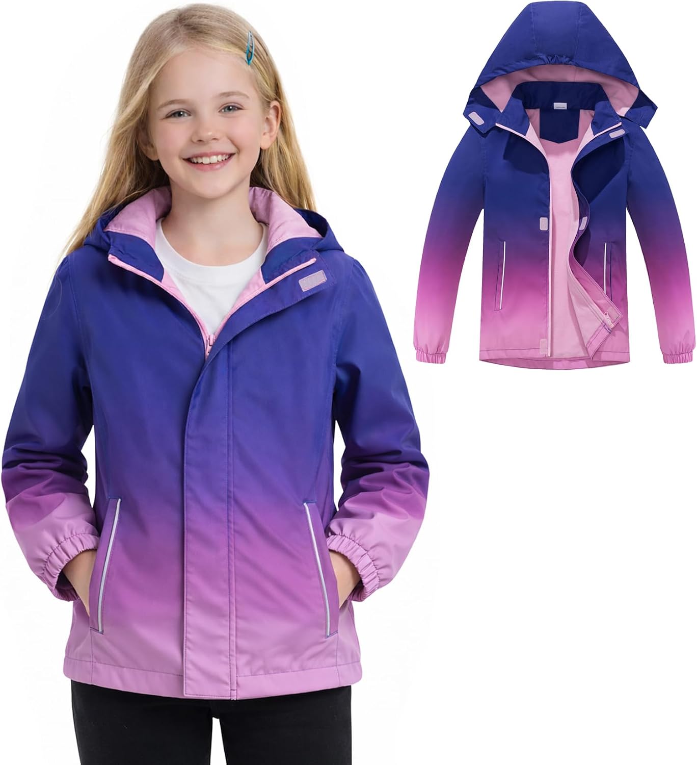 MGEOY Boys Girls Rain Jackets Lightweight Waterproof Hooded Raincoats Windbreakers for Kids 4-14Y