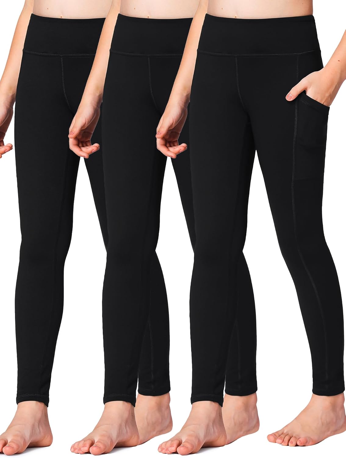 Stelle Girls’ Athletic Leggings Kids Dance Running Yoga Pants Workout Active Dance Tights with Pockets