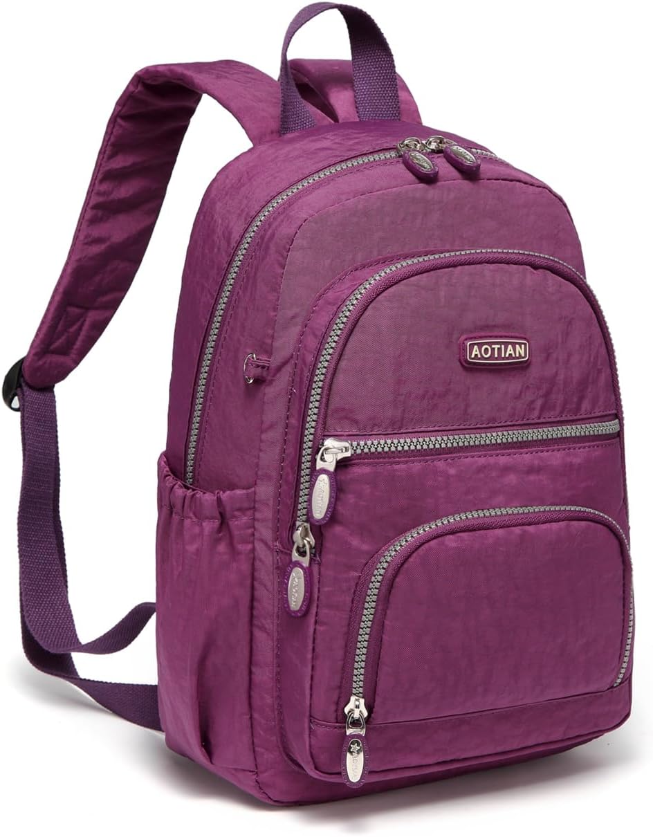 AOTIAN Small Size Backpack, Durable Lightweight Daypack for Women Girls & Boys Hiking Travel Sports, Purple