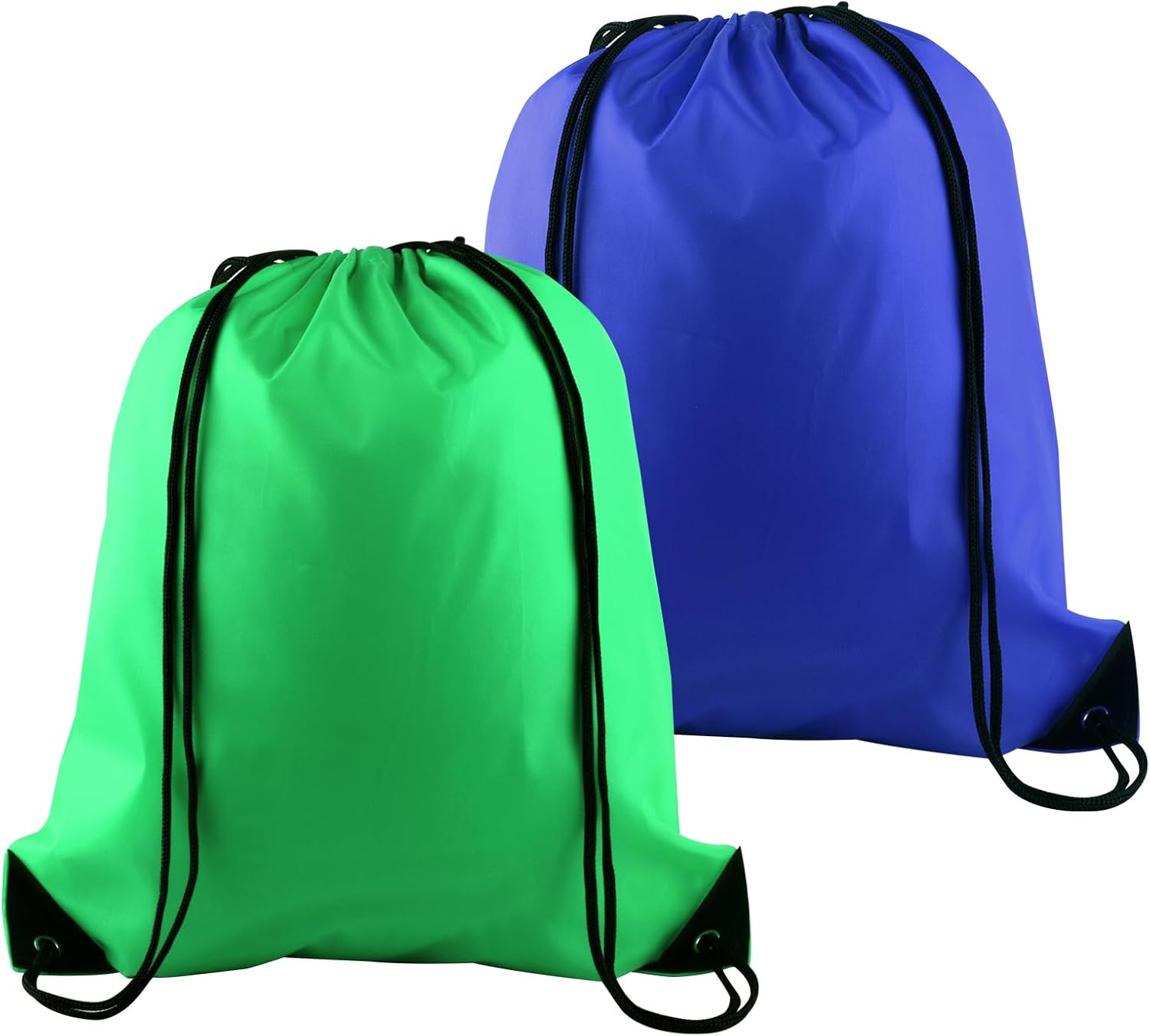PLULON 2Pcs Drawstring Bags Bulk, Drawstring Backpack Green Blue String Backpack Cinch Sack Sport Gym Backpack Bags for Yoga Traveling Outdoor Sports
