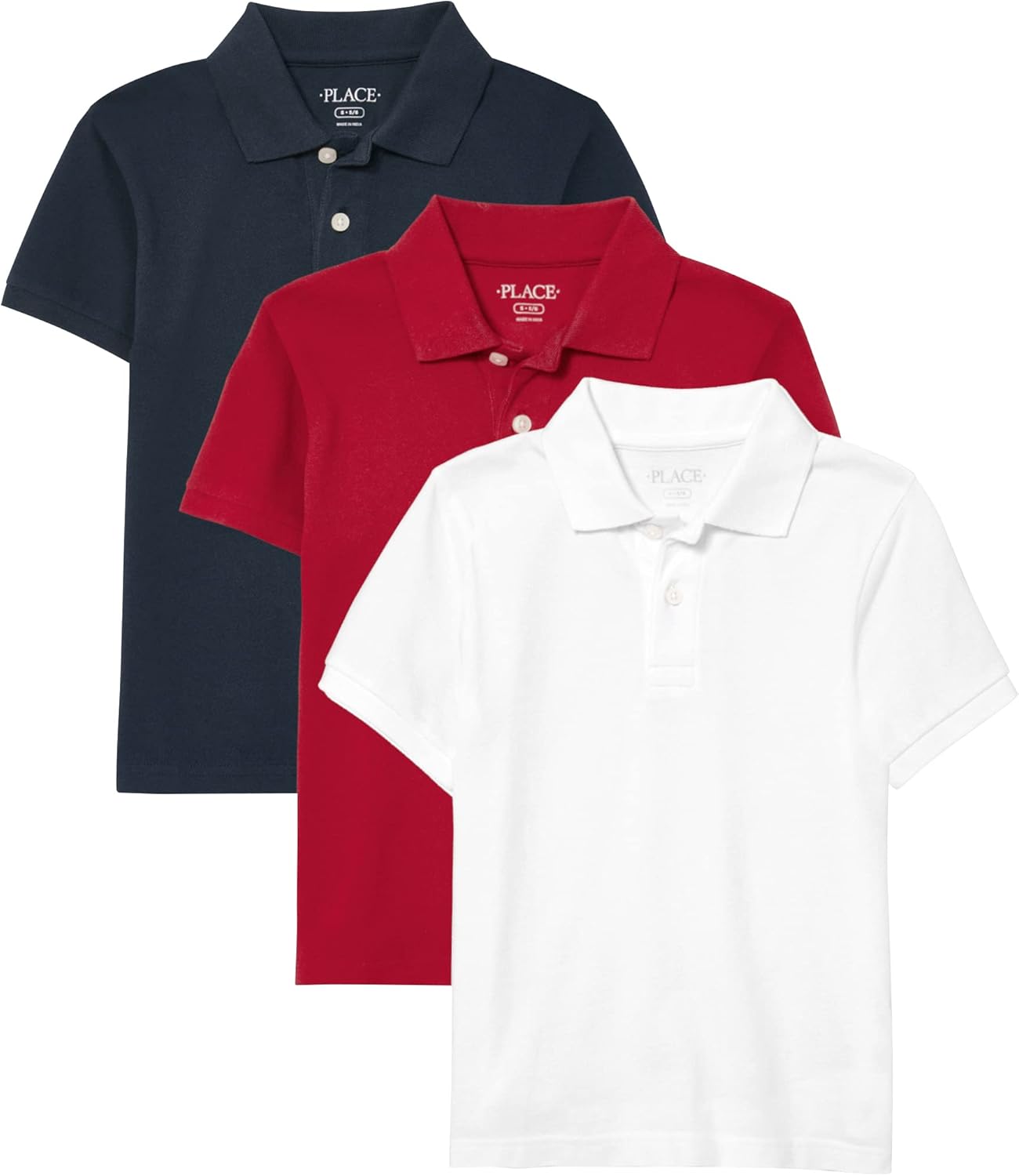 The Children’s Place Boys’ Short Sleeve Pique Polo, 3 Pack