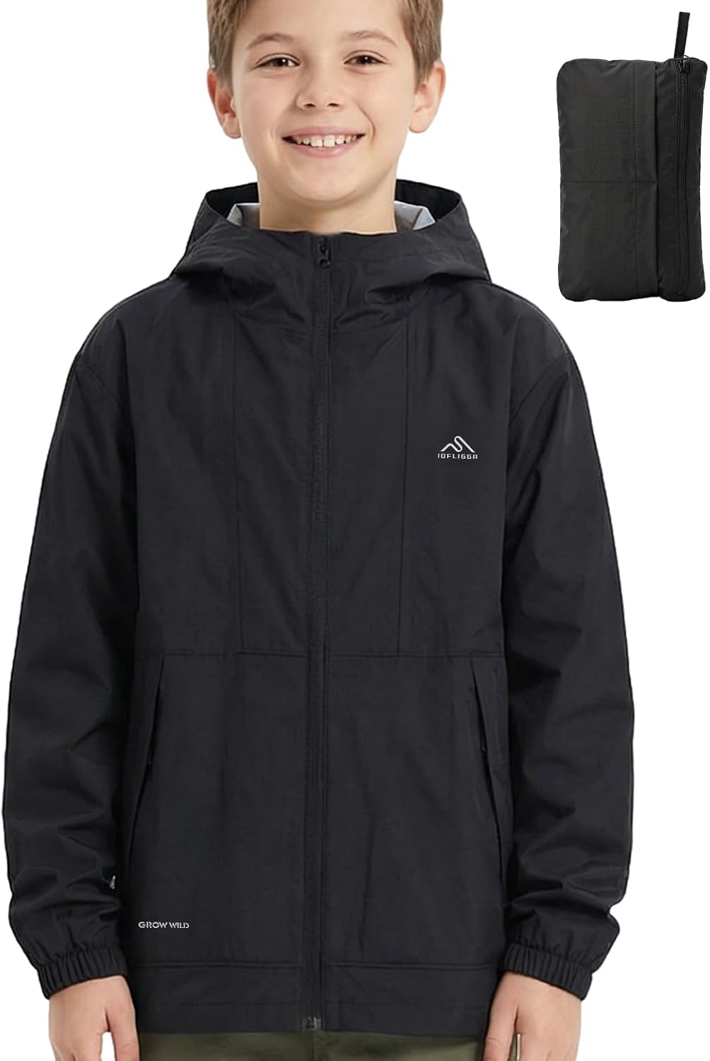 Kids Lightweight Rain Jacket, Packable Rain Windbreaker for Boys Girls, Ultra Thin Summer Hooded Jacket