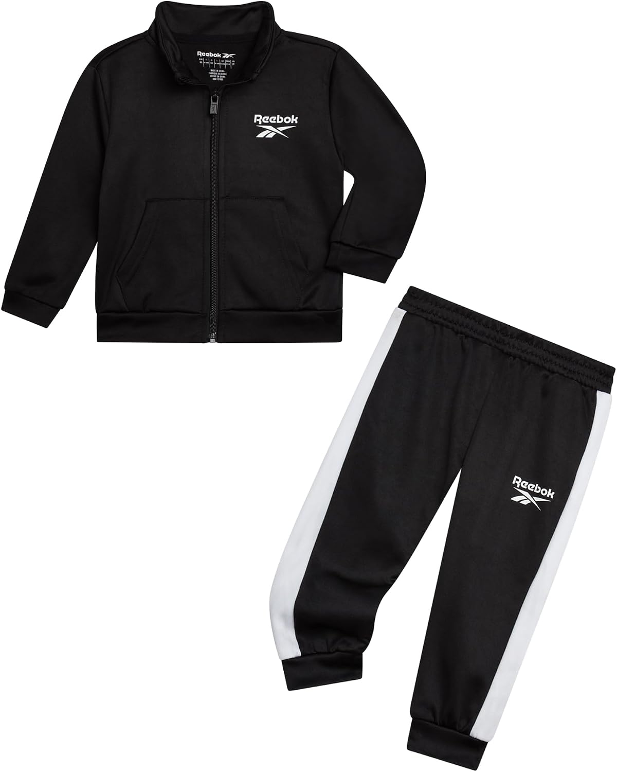 Reebok Toddler Boys Tracksuit Set – 2 Piece Athletic Tricot Full Zip Up Track Jacket and Boys Sweatpants Playwear Joggers Set