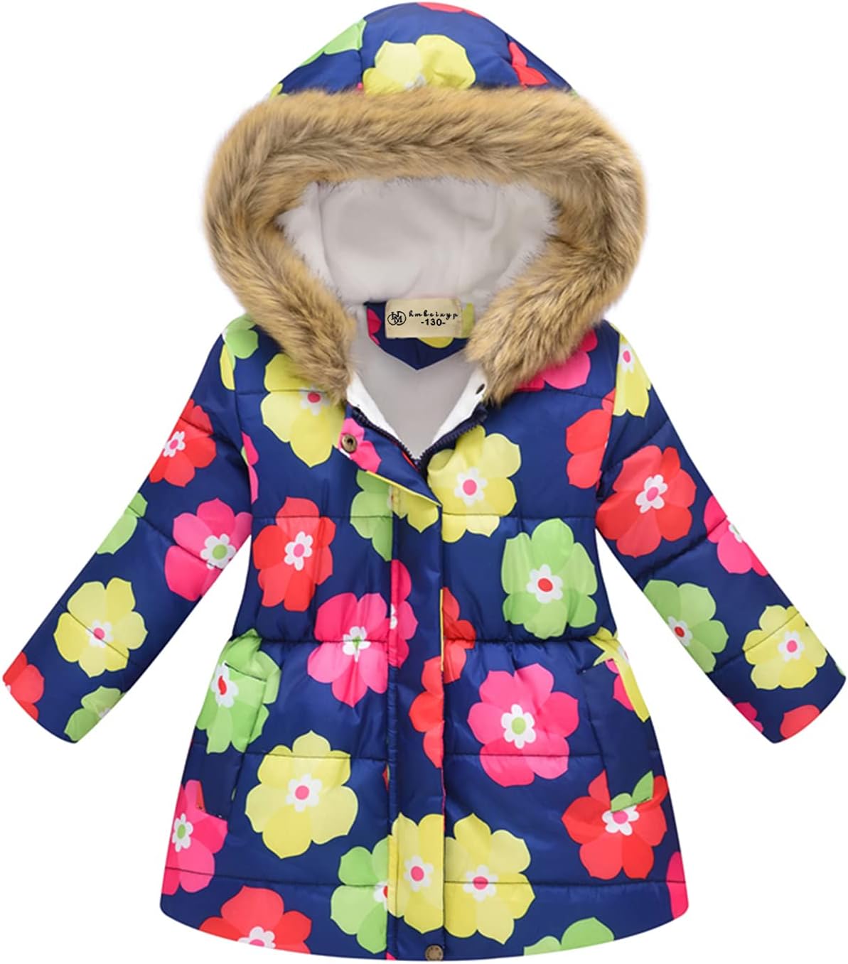 Girl’s Coat Winter Outwear Hooded Puffer Jacket KidS Parka Fleece Snow With Pocket