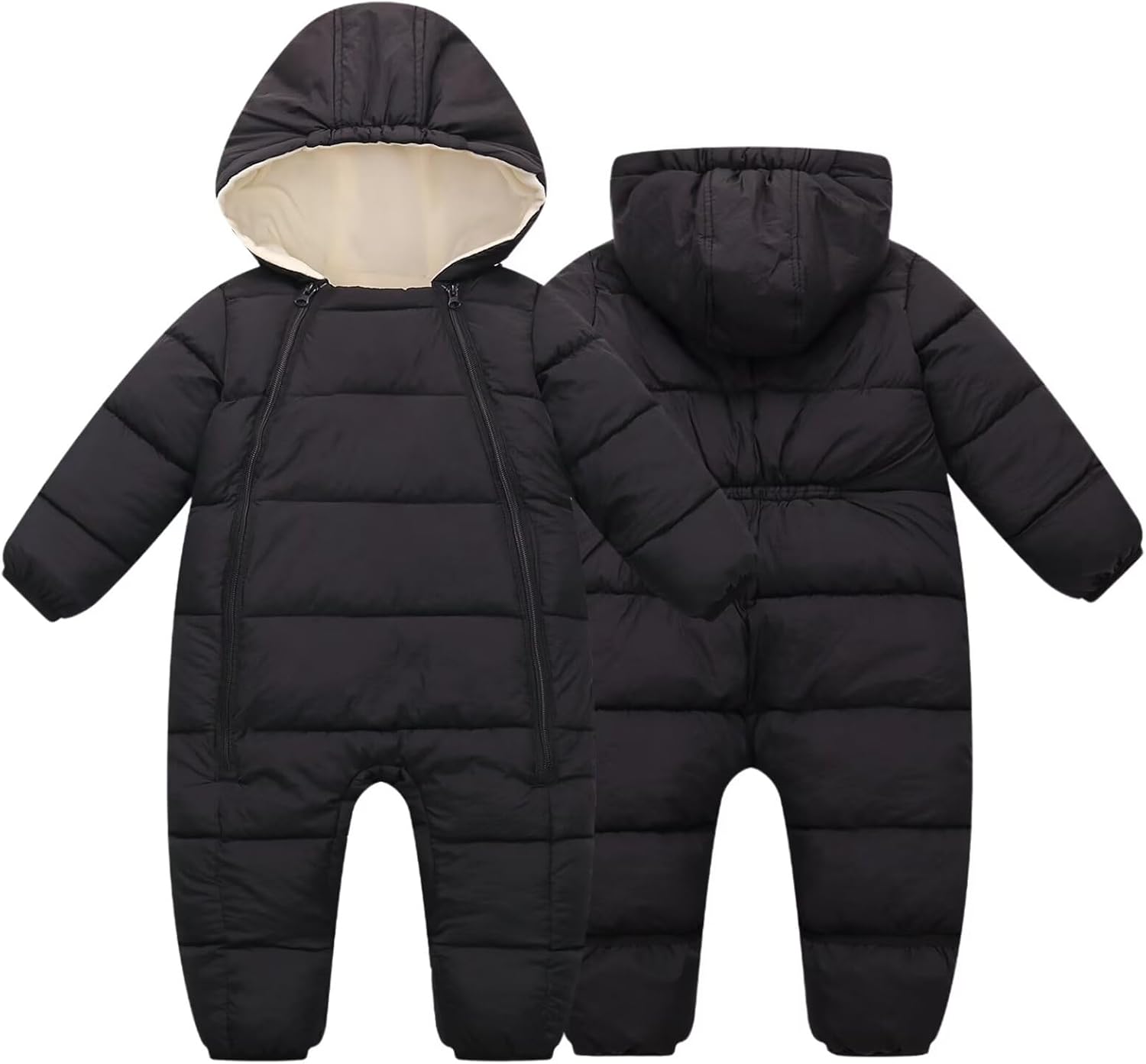 BYFRI Baby Snowsuit Infant Winter Jumpsuit 0-24M Toddler Footed Jacket Unisex Warm Hooded Outfit Thick Fleece Coat