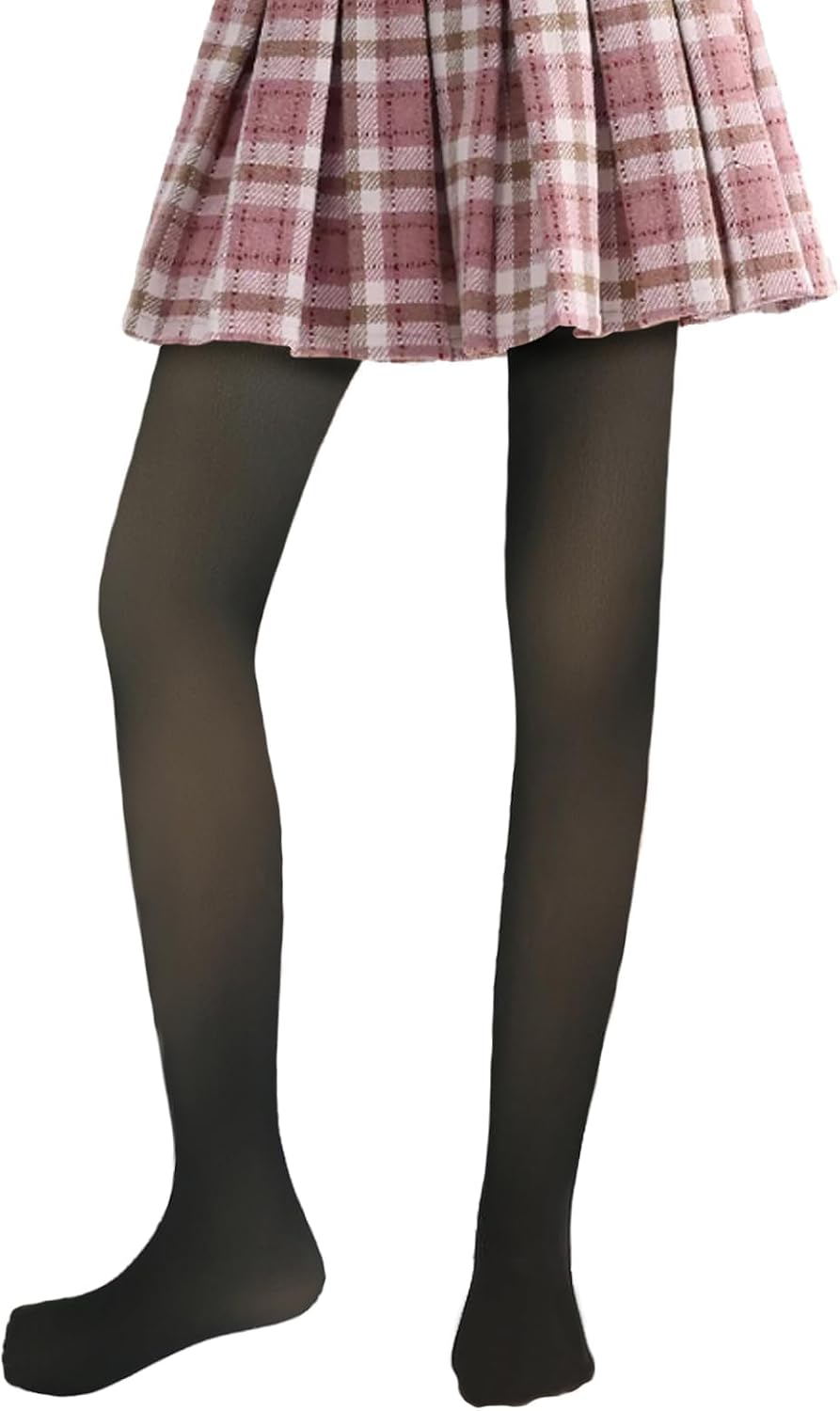 X-CHENG Fleece Lined Tights Sheer Girls, Kids Fake Translucent Warm Thermal Thick Leggings Pantyhose Pants for Winter