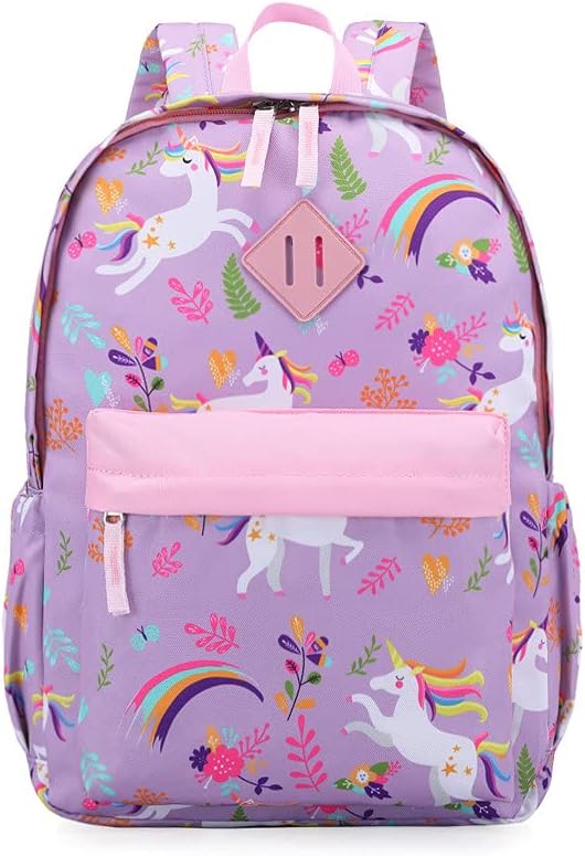 KK CRAFTS Preschool Backpack Kindergarten Little Kids Toddler Elementary School Backpacks for Boys and Girls with Chest Strap(15Inch, Purple Unicorn)
