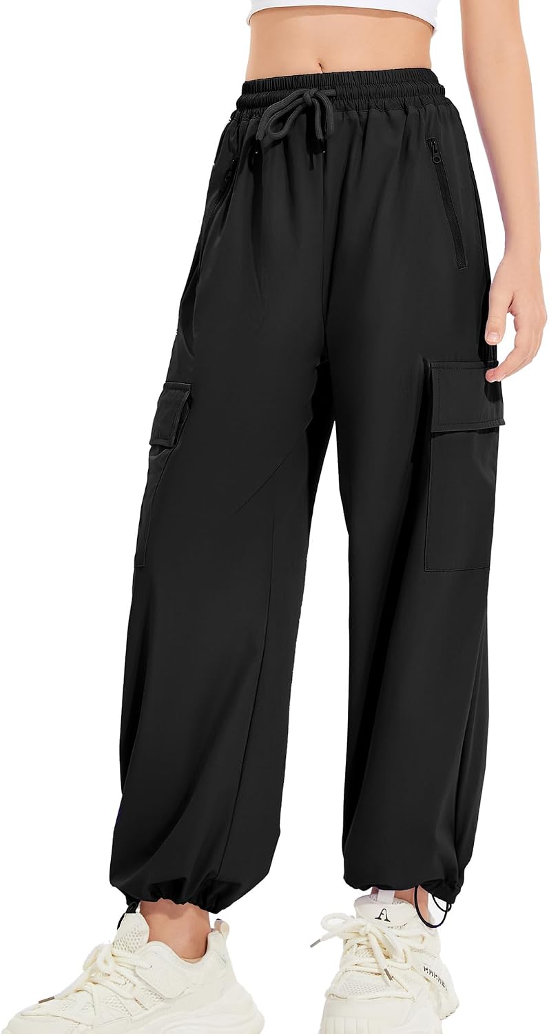 Girls Cargo Pants Drawstring Waist Kids Joggers Hiking Pants Trousers with Pockets for Teen Girl 5-14 Years