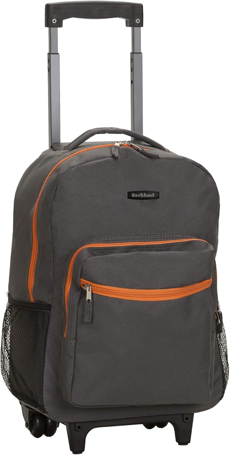 Rockland Double Handle 17″ Rolling Backpack, Charcoal