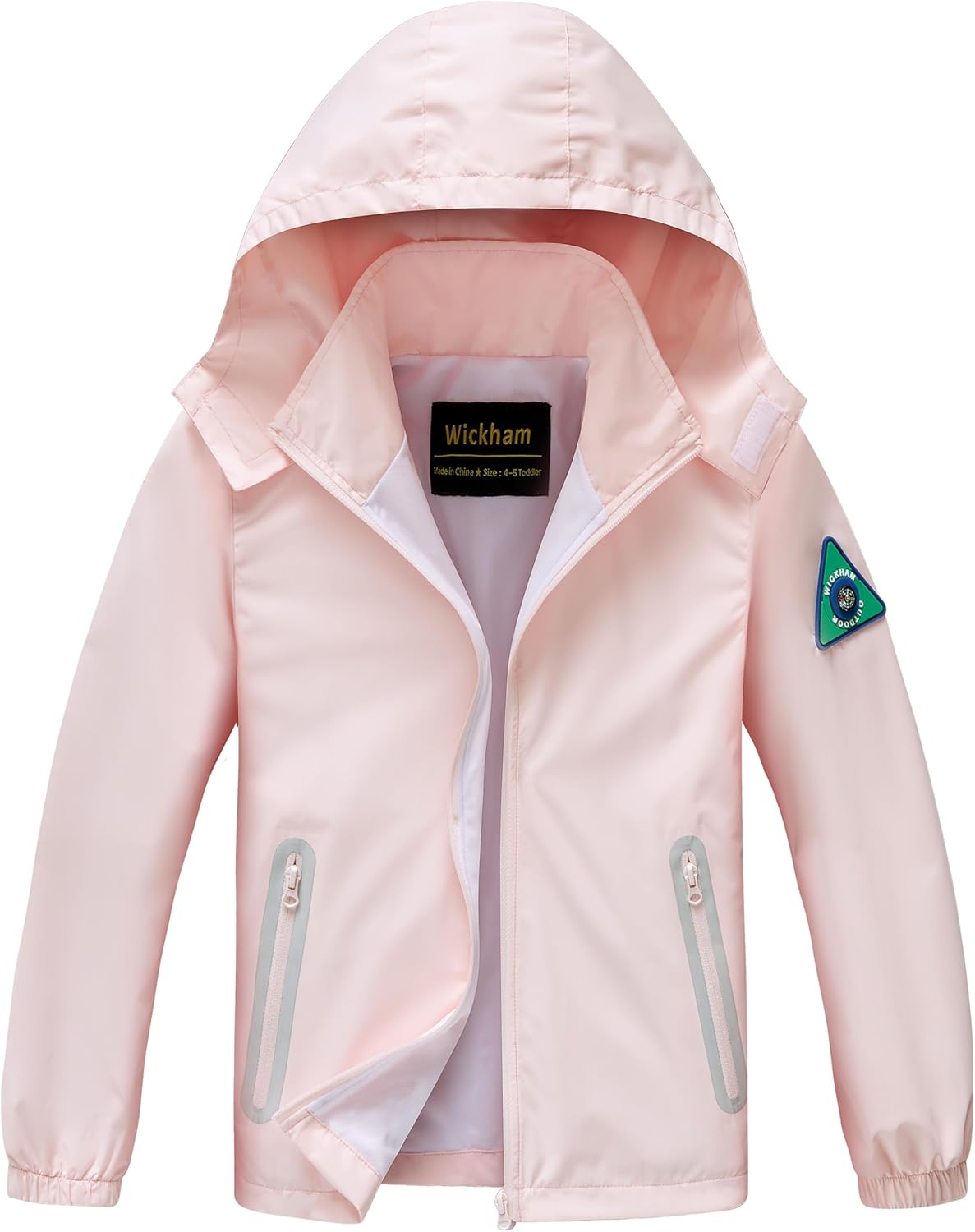WICKHAM Boys Girls Lightweight Waterproof Rain Jacket with Detachable Hood for School, Hiking and Rainy Days