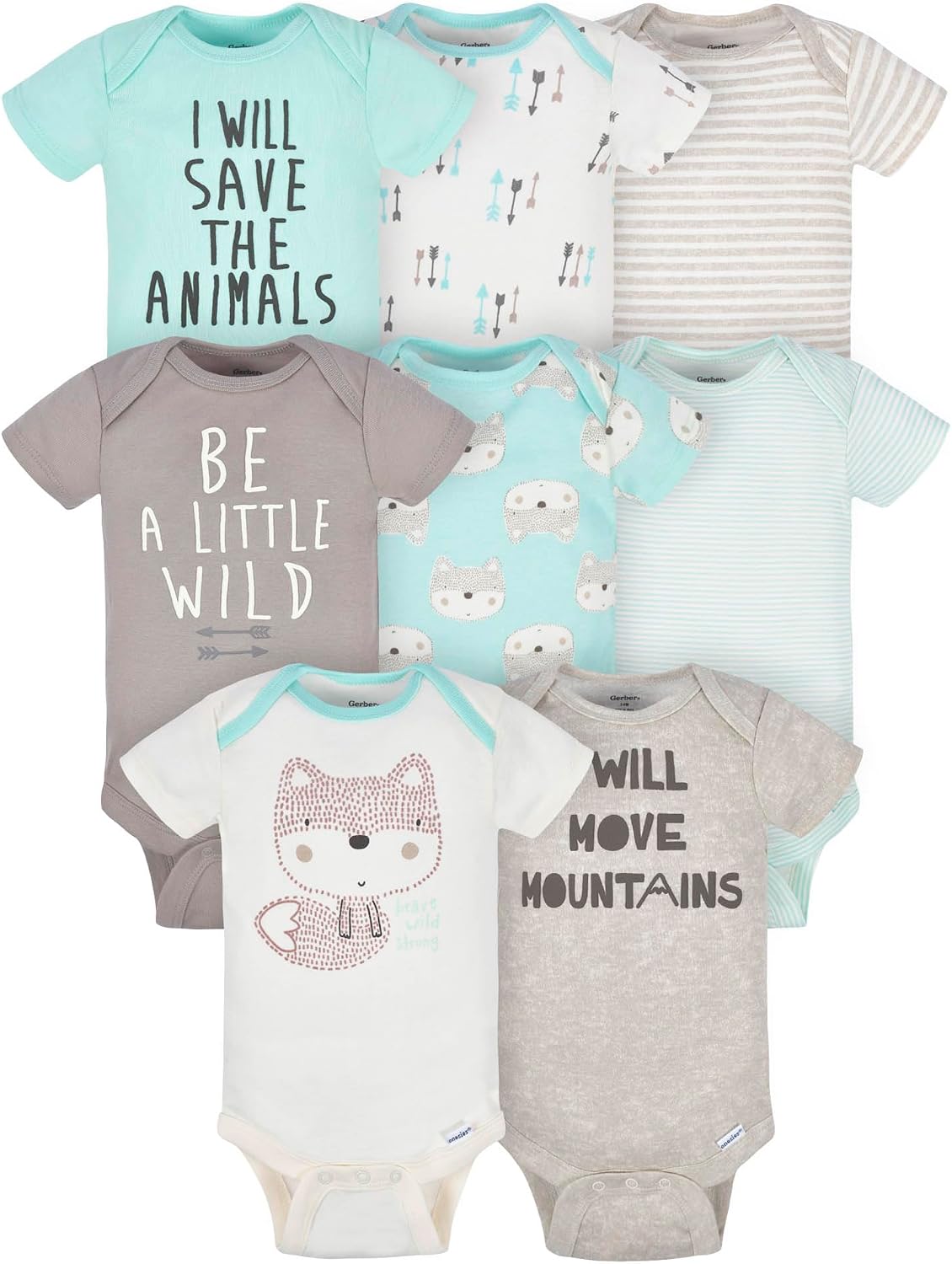 Gerber baby-boys 8-pack Short Sleeve Onesies Bodysuits