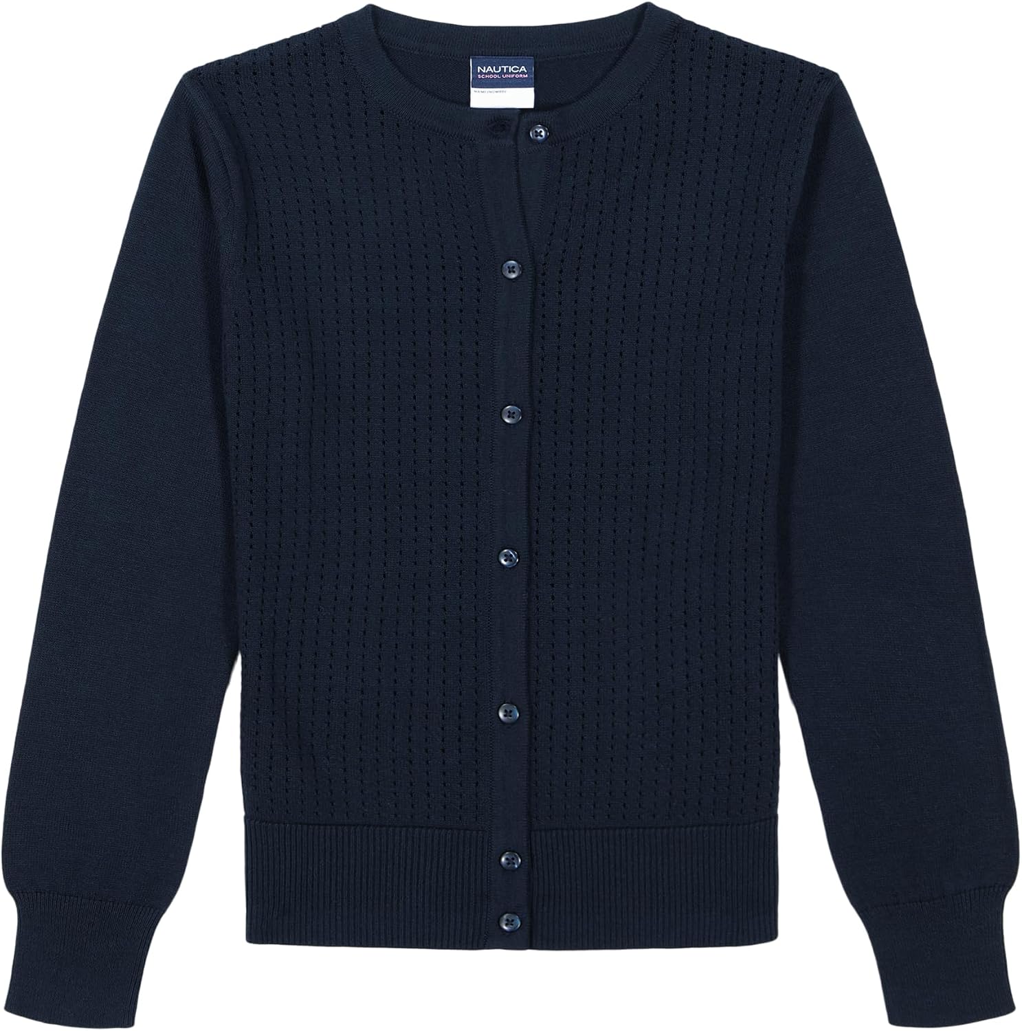 Nautica Girls’ School Uniform Basic Cardigan Sweater, Long Sleeve, Button Up with Ribbed Cuffs