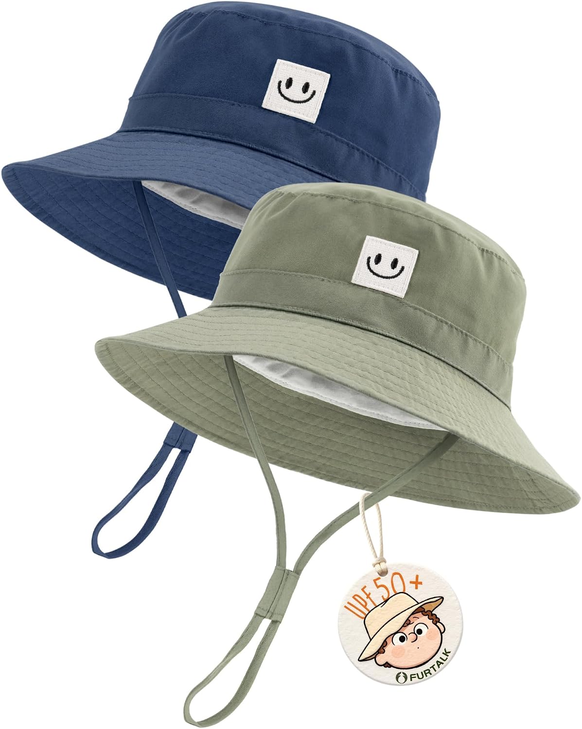 FURTALK Baby Sun Hat Smile Face Toddler Boys Girls Bucket Hat 0-5 Years Kids UPF 50+ Sun Protection Summer Hats