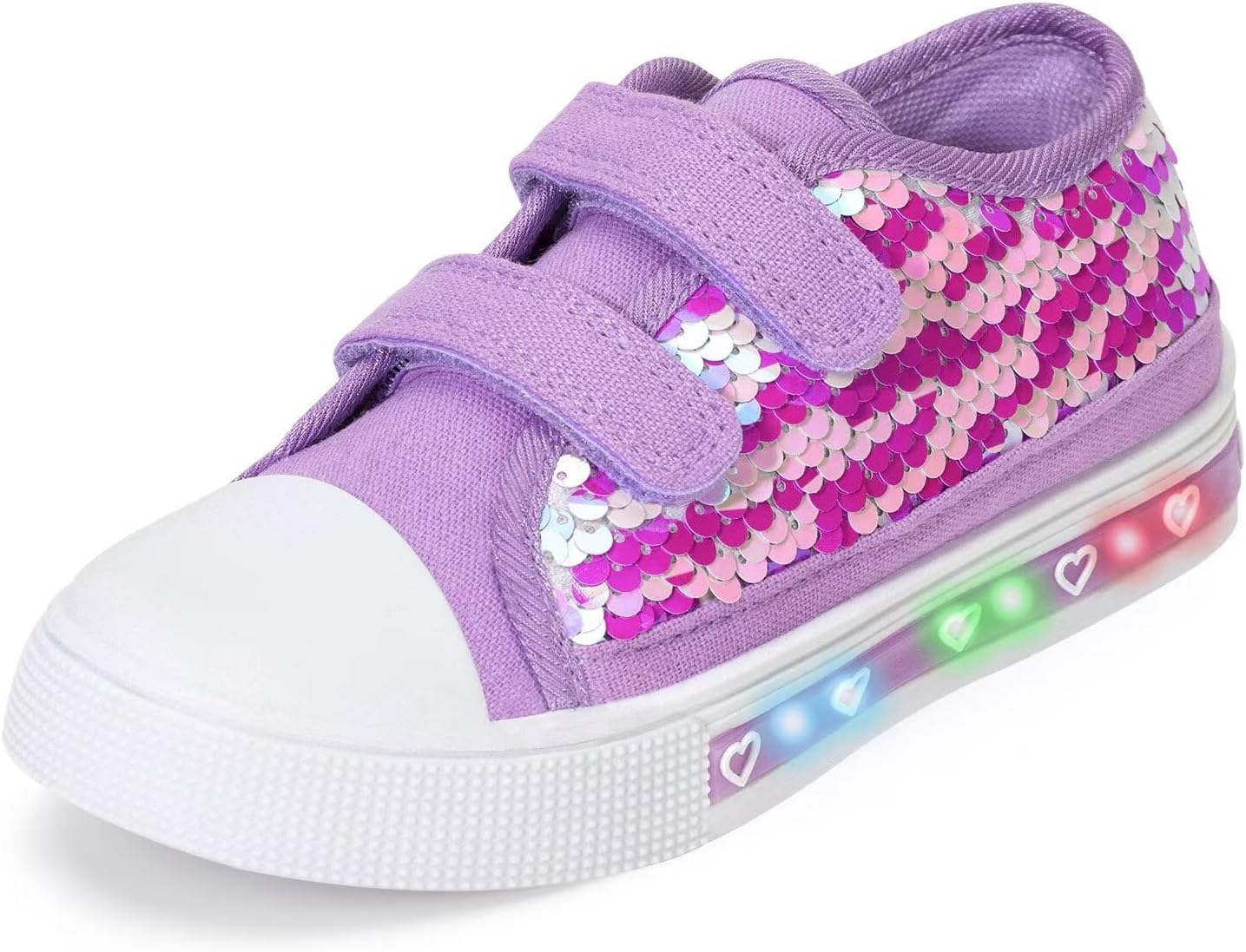 FUNCOO PLUS Kids Light Up Shoes Toddler Canvas Sneakers with Hook and Loop for Boys Girls