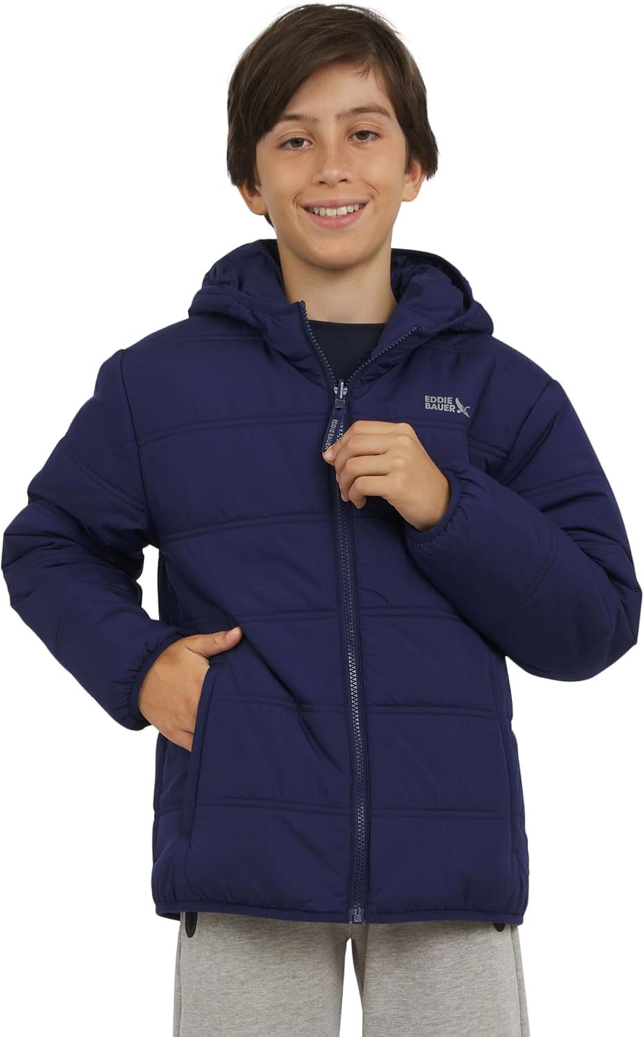 Eddie Bauer Boys’ Deer Harbor Reversible Faux Fur Lined Insulated Puffer Jacket