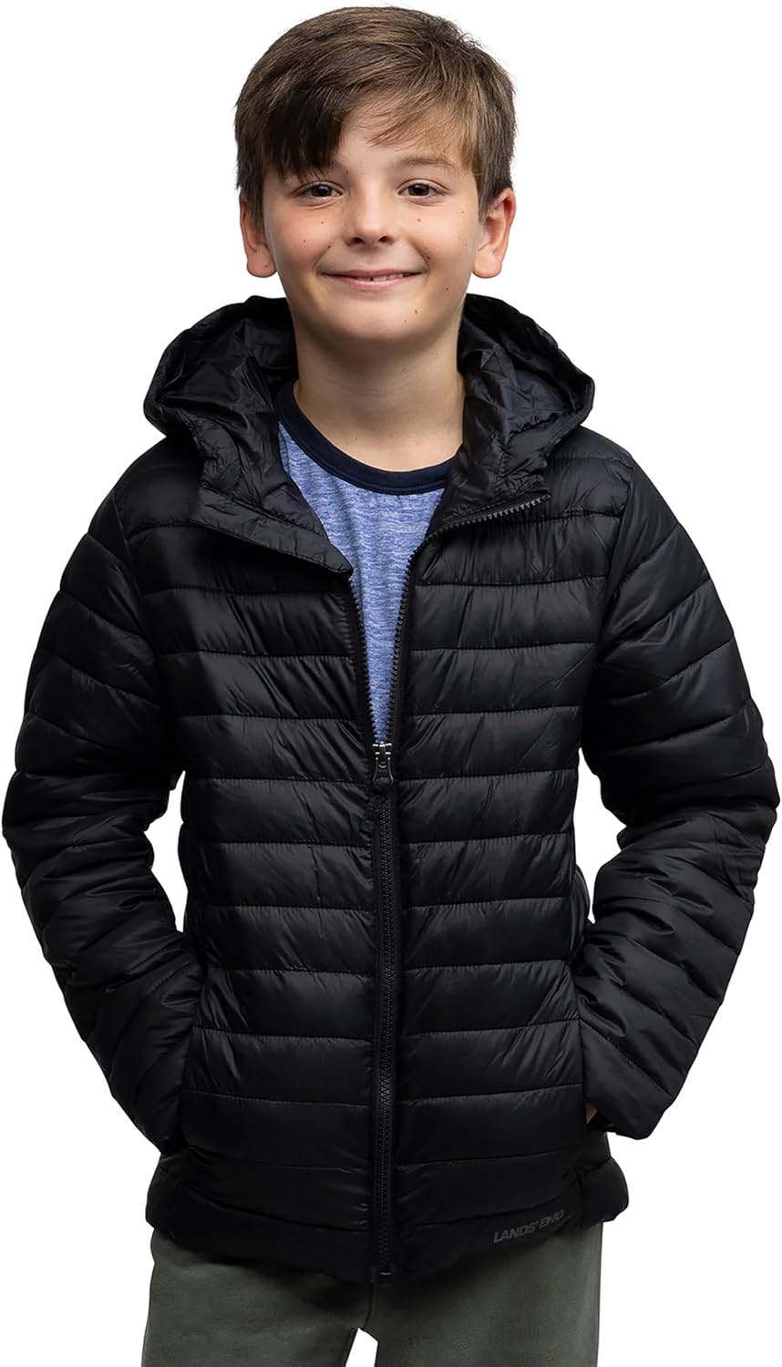 Lands’ End Kids Full Zip Lightweight Thermoplume Hooded Jacket (S-XL)