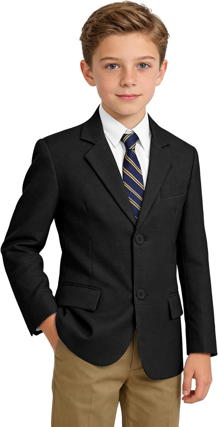 Blazer for Boys Formal Suit Jackets 2 Buttons Boy Sport Coat with Notch Lapel Kids Blazer for Boys Uniform Jacket for School