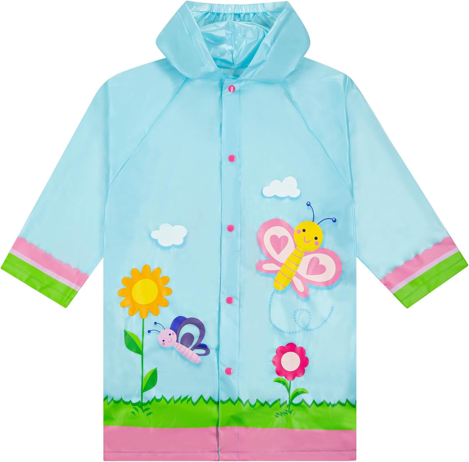 Puddle Play Kids Waterproof Hooded Rain Slicker – Lightweight Outwear Jacket in Fun Designs, Sizes 2-9 Years