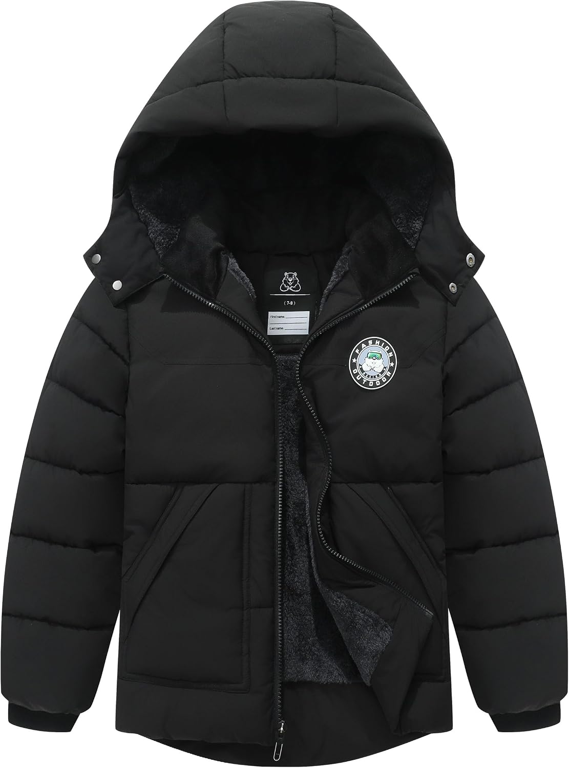 Boy’s Waterproof Winter Coat Warm Down Jacket Insulated Fleece-Lined Puffer Parka Hooded Outerwear for Kids