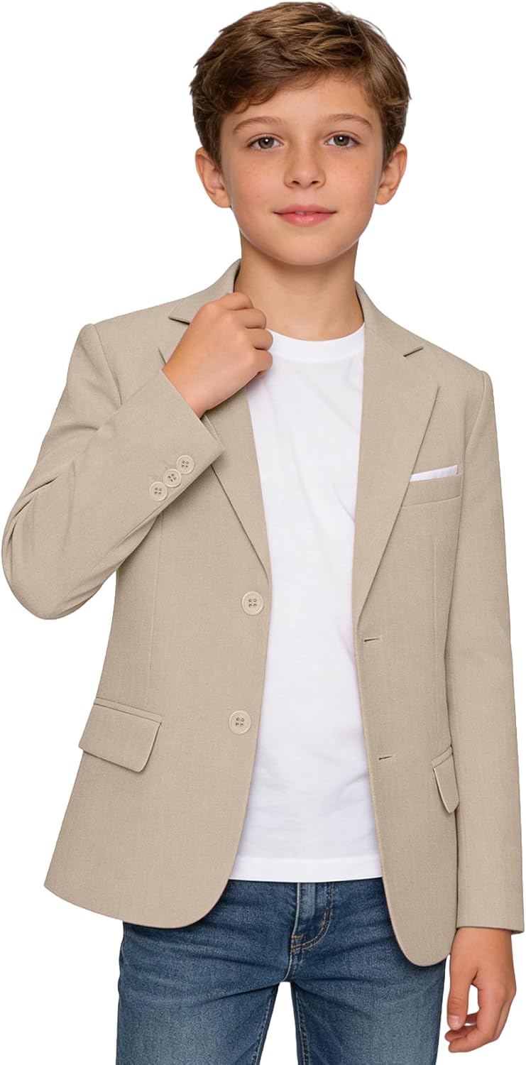 Boys Suits Blazer Linen Suit Jackets for Boy Sport Coat Casual 2 Buttons Kids Blazer for Boys Formal Jacket for School