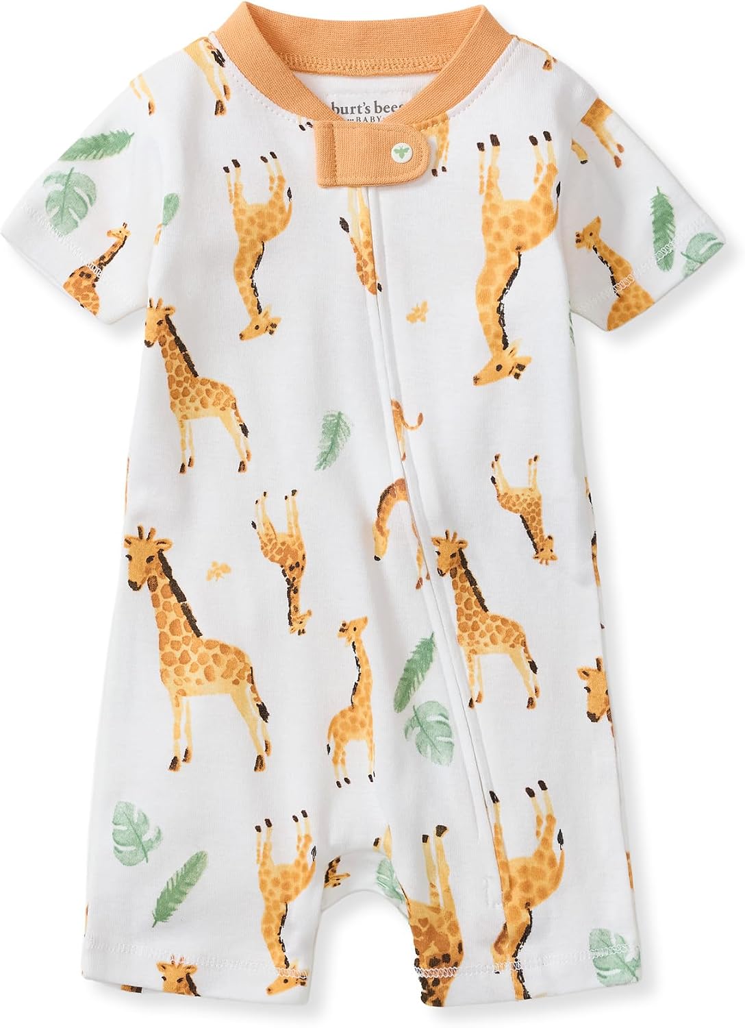 Burt’s Bees Baby Short Sleeve Pajamas, Unisex One-Piece Sleeper Romper, 100% Organic Cotton Toddler Summer Clothes Outfit