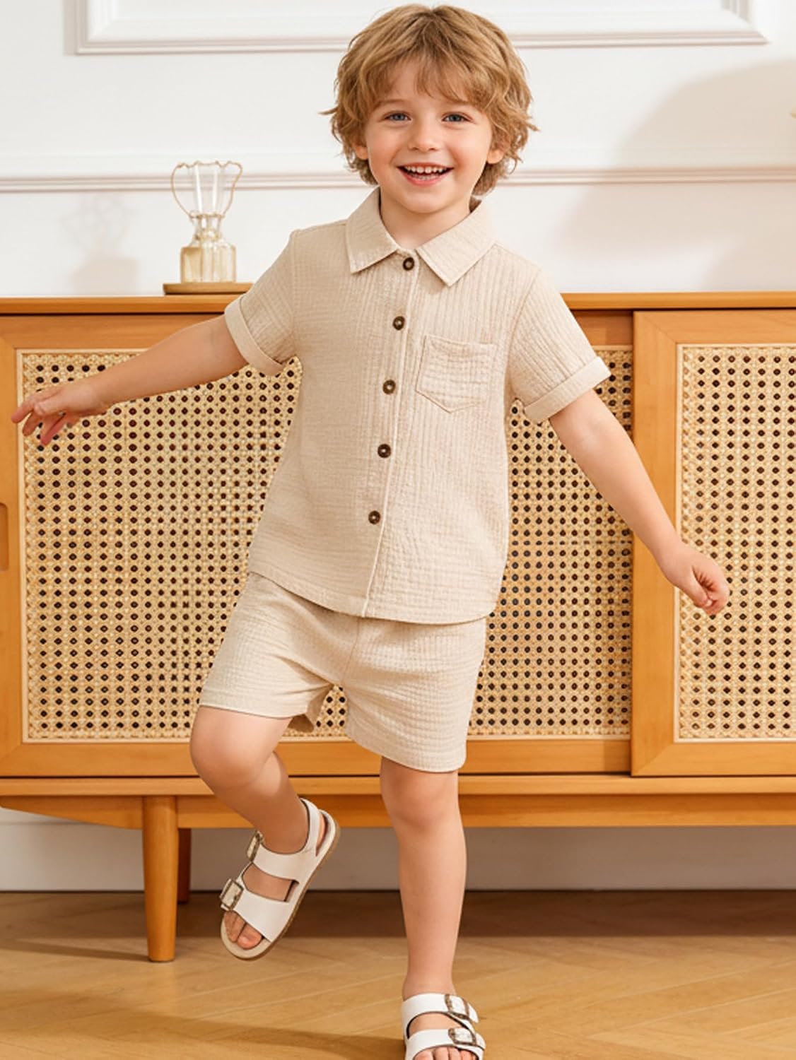 Baby Boys Summer Clothes Toddler Boys Button-down Shirt Tops + Shorts Outfit 2PCS 6 Months-7 Years