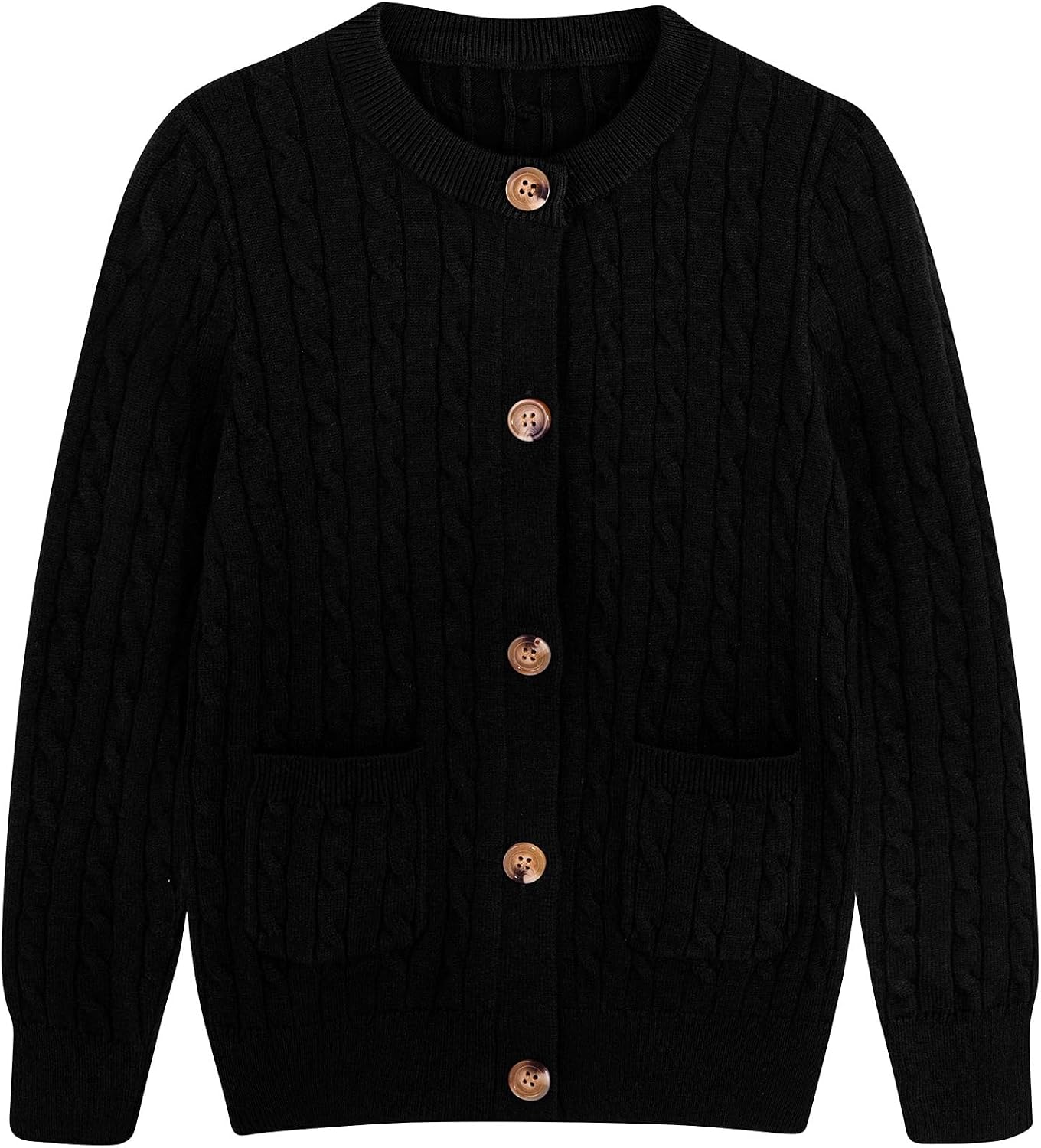Girls Cardigan Long Sleeve Button Down Sweater Toddler Kids Knit School Uniforms Sweaters with Pockets 3-14 Years