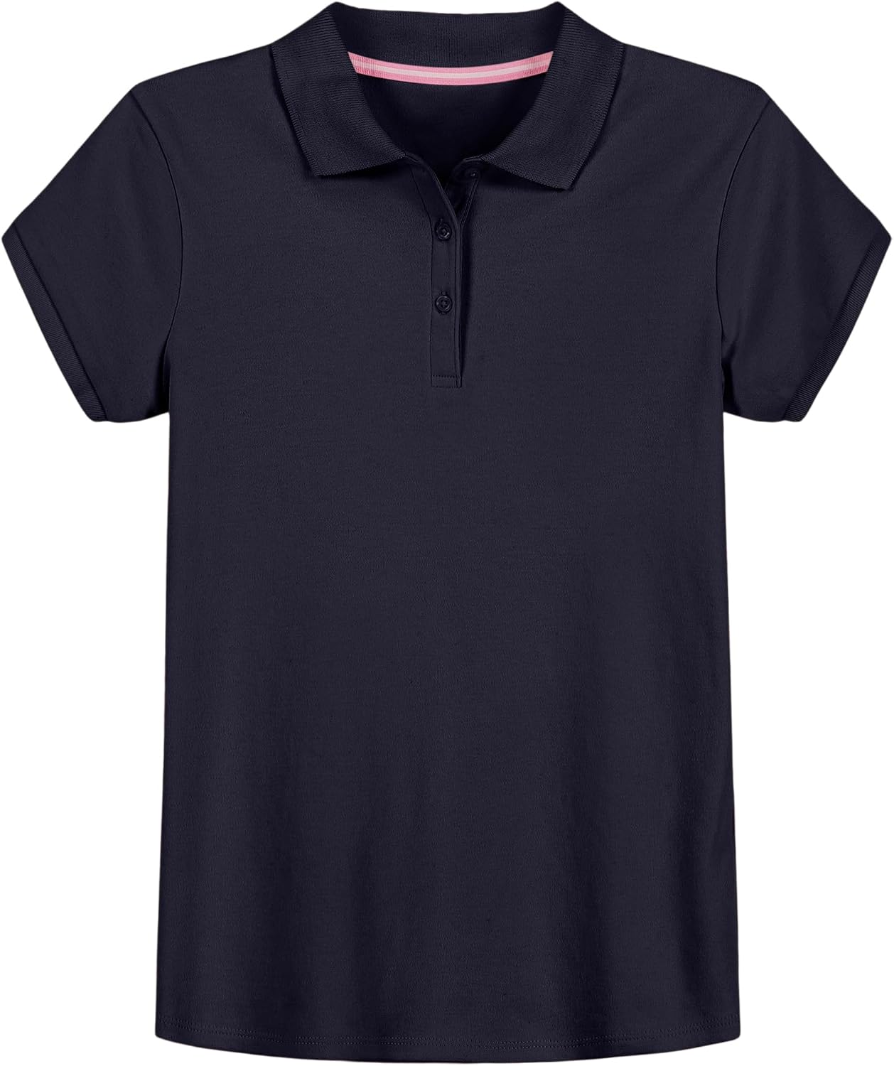 IZOD Girls’ School Uniform Short Sleeve Polo Shirt, Button Closure, Comfortable & Soft Interlock Fabric